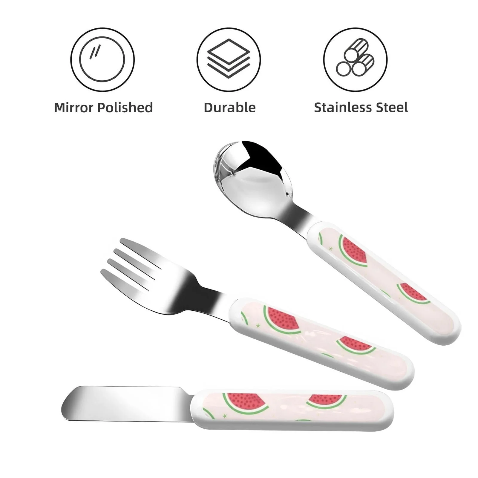 Дитячий набір столових приборів Кавун Рожевий, 3 предмети, фото №2 Дитячий набір столових приборів Кавун Рожевий, 3 предмети, фото №2