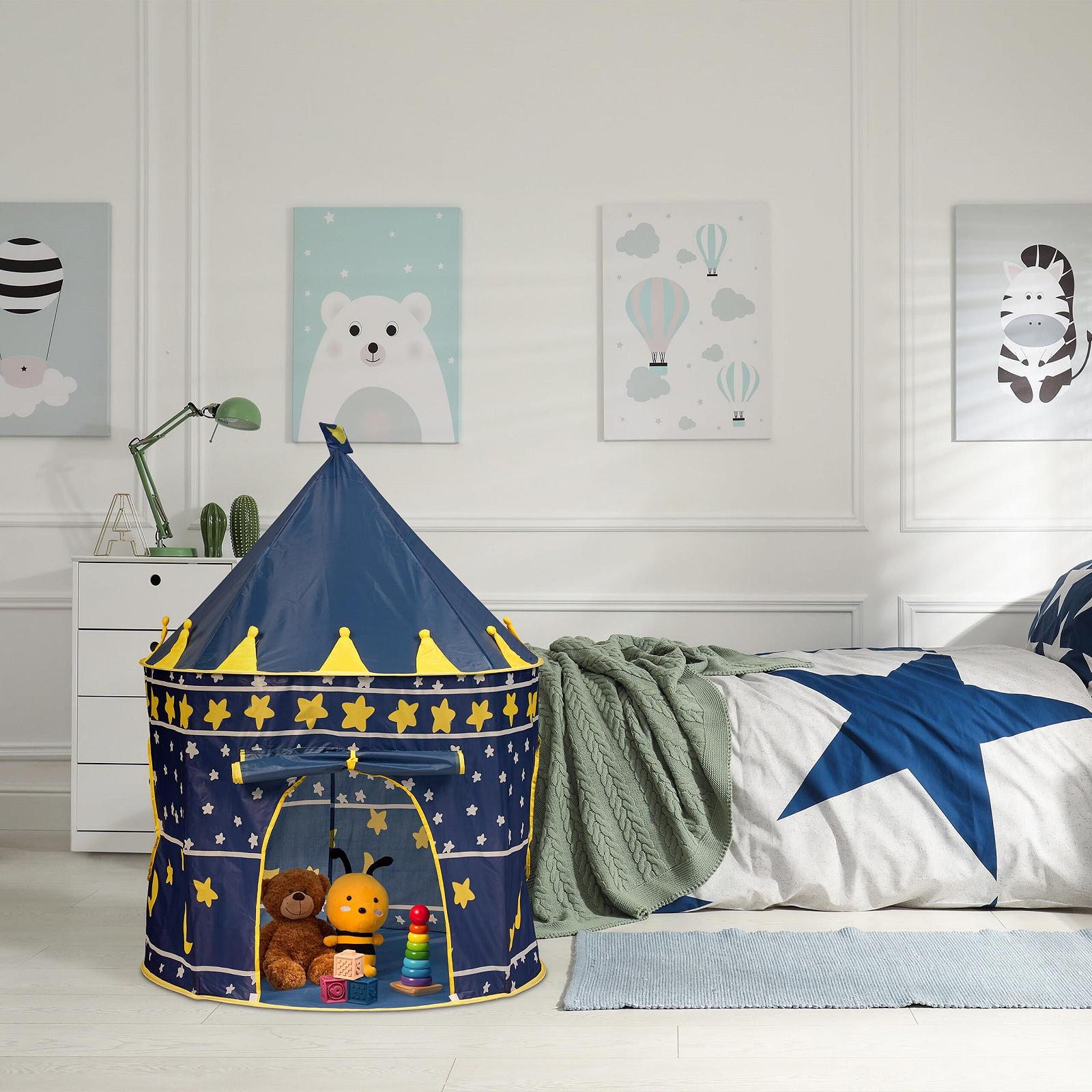 Игровой шатер Relaxdays Луна и Звезды HD 135 x 100 см Синий/Желтый, фото №2