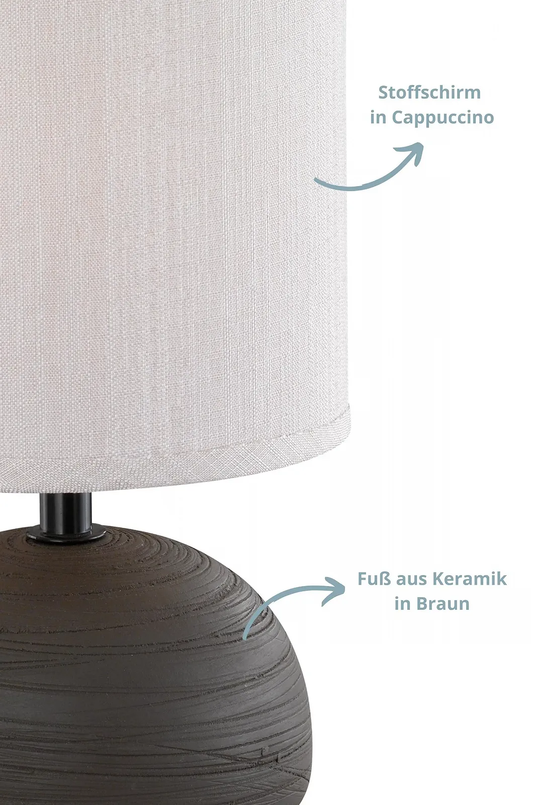 Настільна лампа Lance Ceramic Base Fabric Shade коричневий капучино 14x23 см E14, фото №2