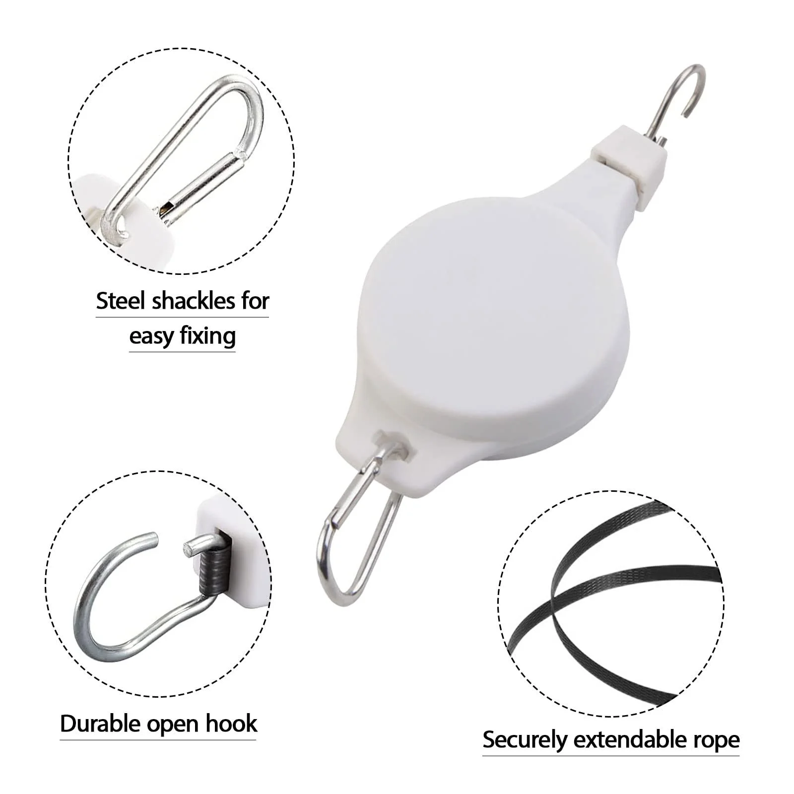 Подвесы для растений с роликовым механизмом 4 шт. Регулируемые Белые, фото №3