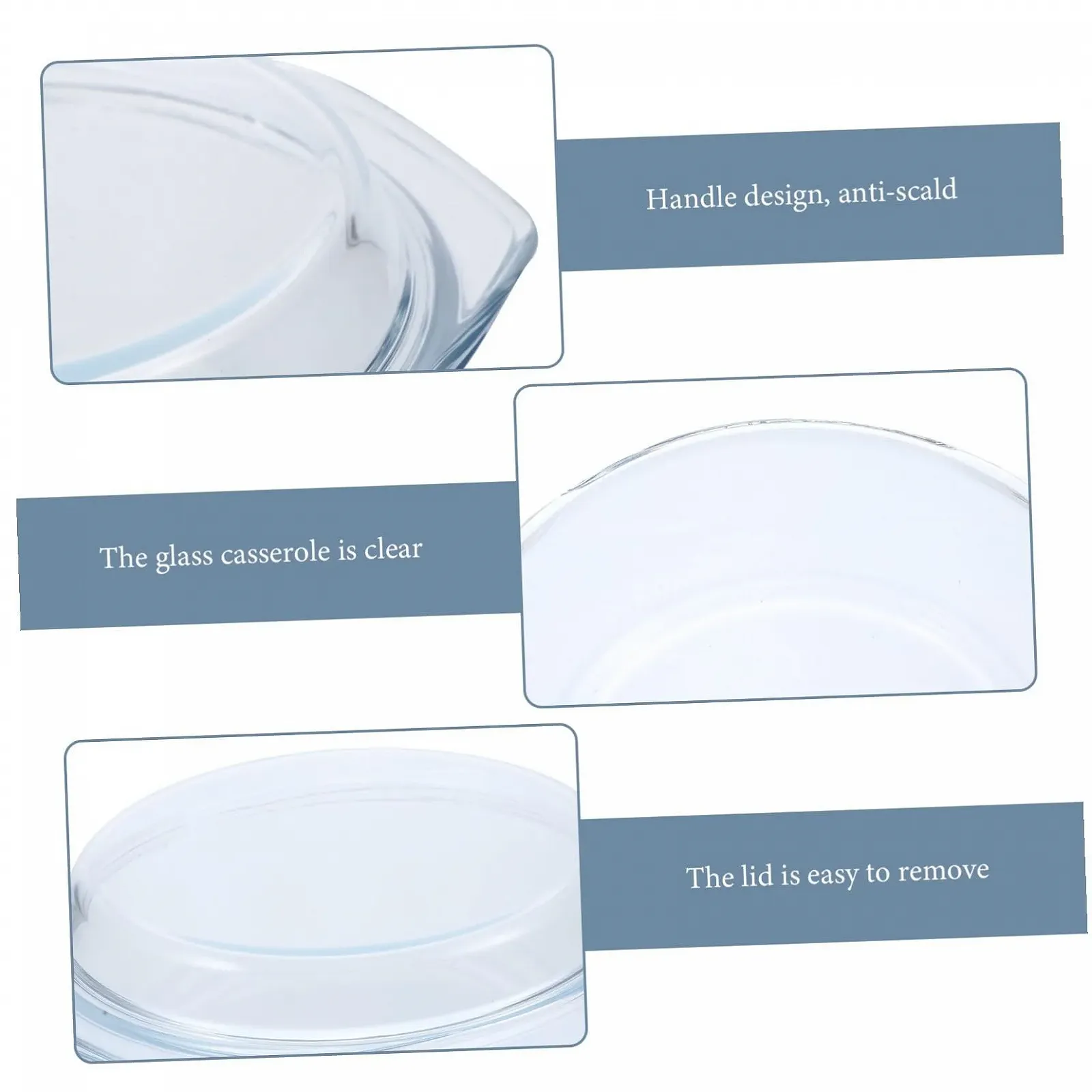 Форма для запекания Toyvian Стеклянная с крышкой Прозрачная для духовки и микроволновой печи, фото №5