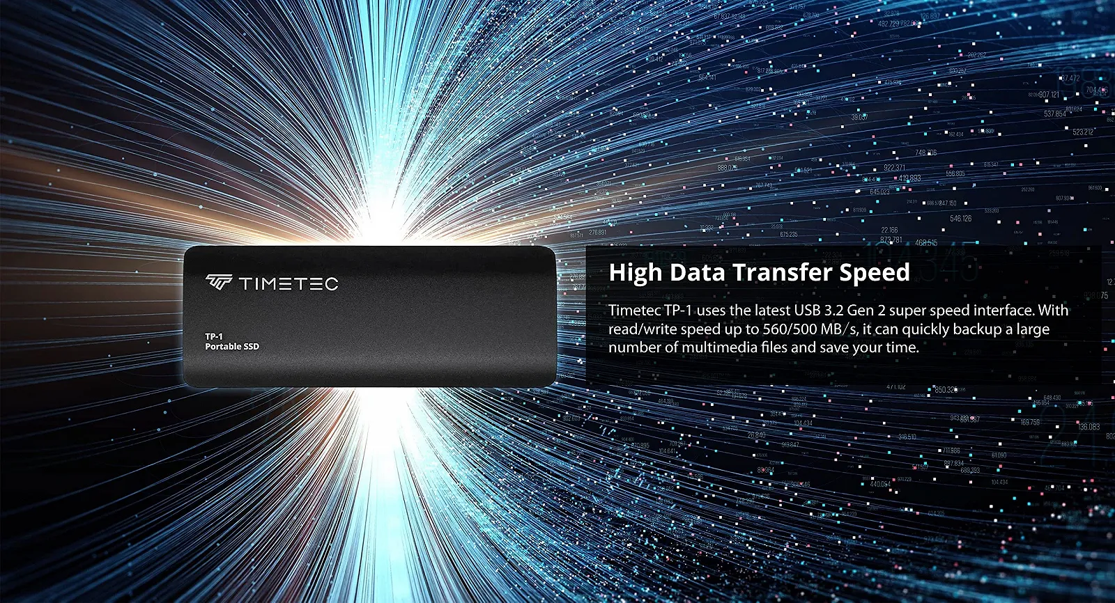 Зовнішній SSD Timetec 2TB USB 3.2 Gen2 USB Type C Black, фото №4