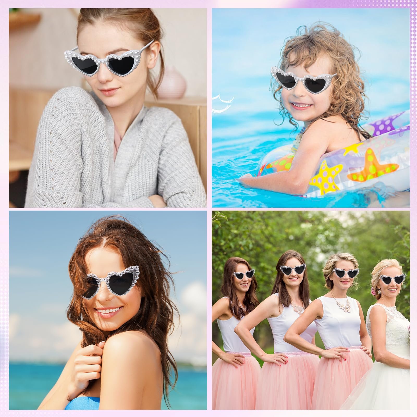 Солнцезащитные очки GOWTX Ретро Сердце Жемчуг, фото №7