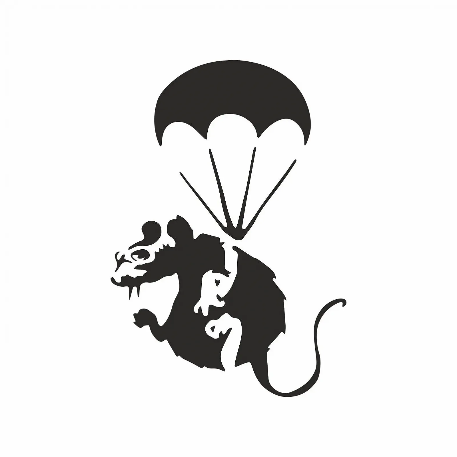 Наклейка на стіну Banksy Rat Parachute 10 х 10 см, фото №1