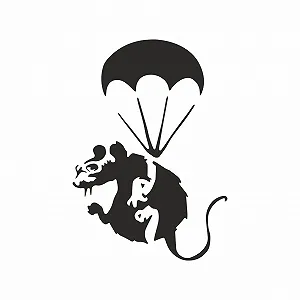 Наклейка на стіну Banksy Rat Parachute 10 х 10 см - Фото 1