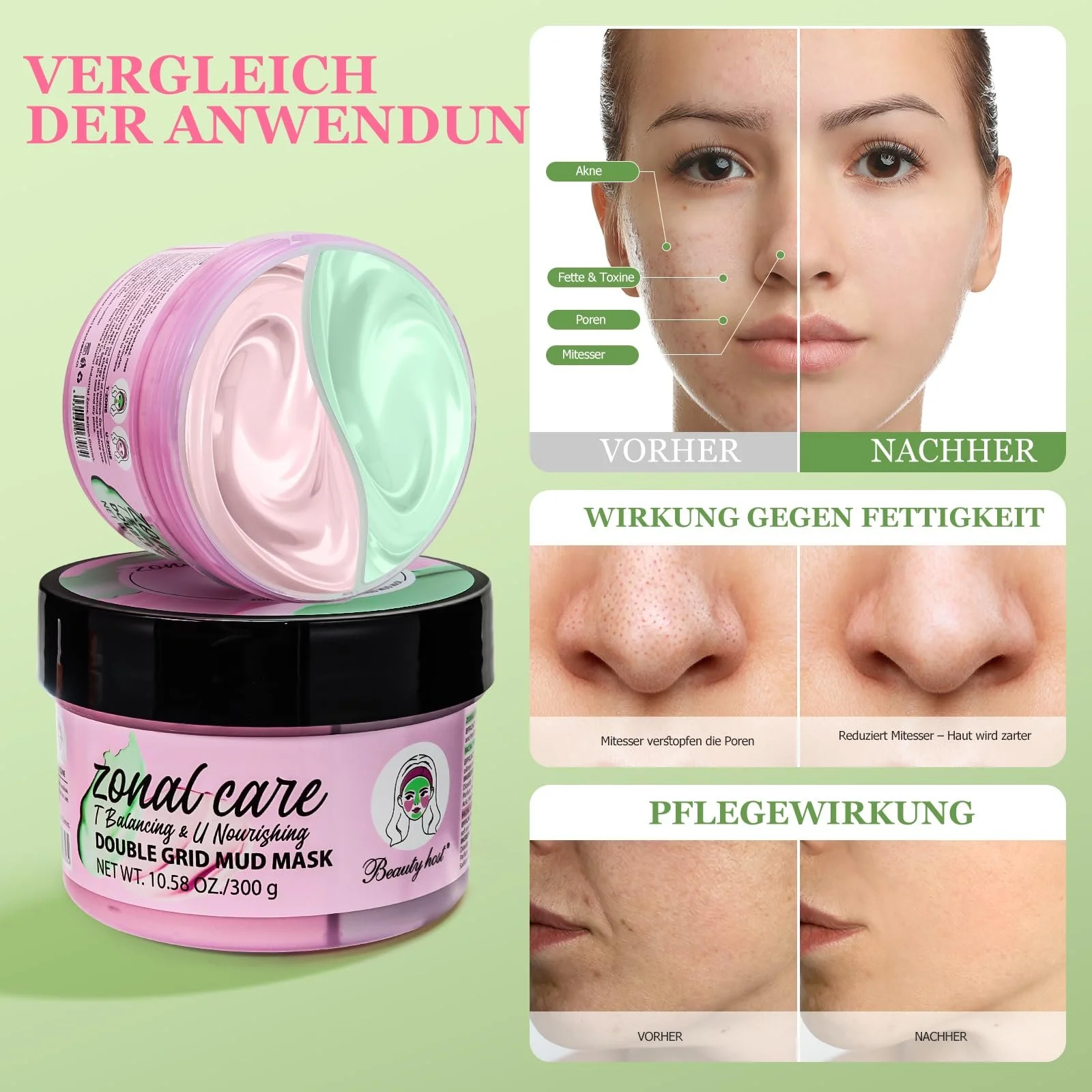 Маска Глиняна Zonal Care Double-Grid для регулювання жирності шкіри - Маска для глибокого очищення, фото №5