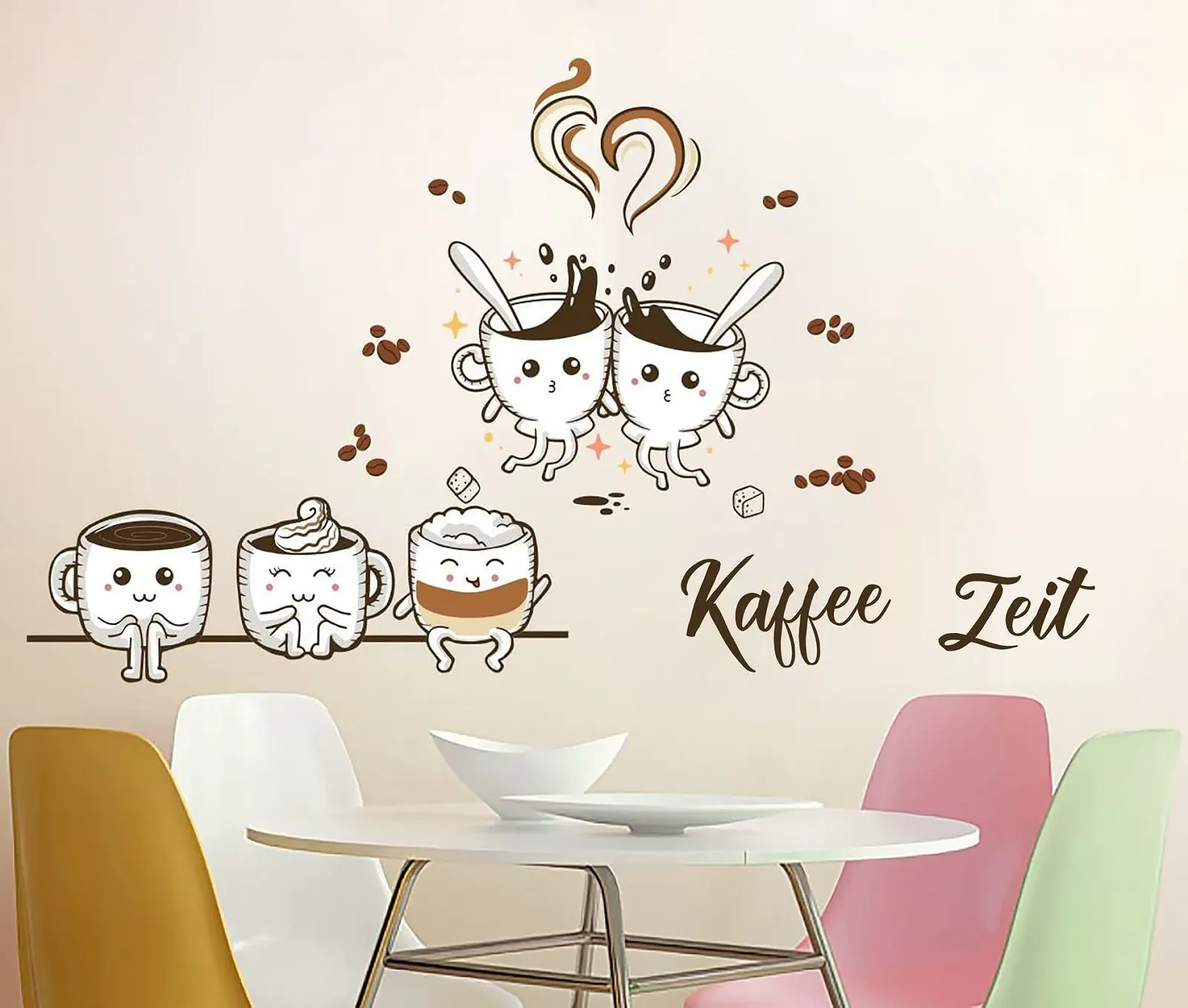 Наклейка на стіну KAIRNE Кава та кавові зерна Коричнева, фото №1