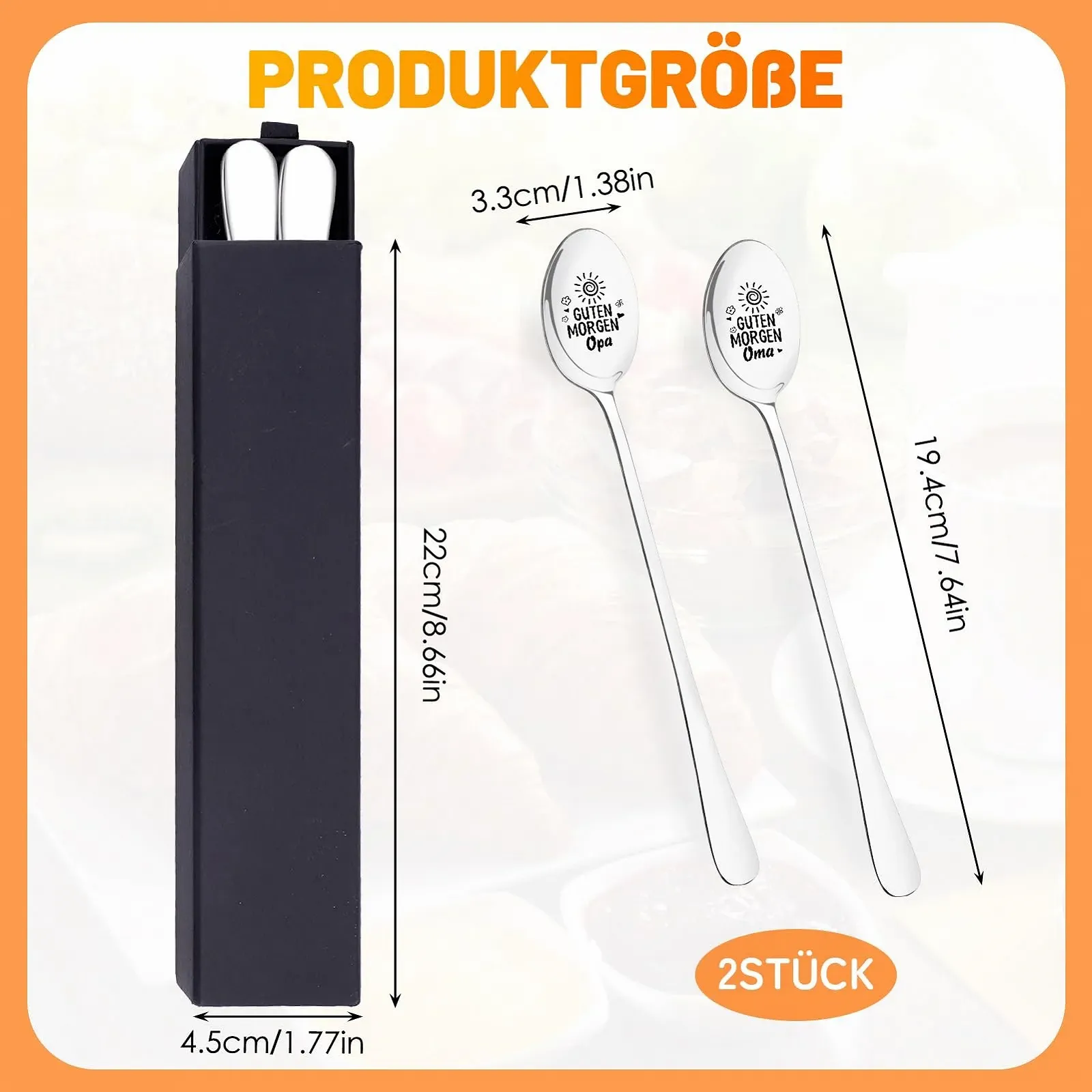 Ложка GrandMa GrandPa Gift, Набір 2 ложки Good Morning GrandPa GrandMa з гравіюванням, фото №2