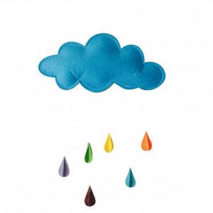 Декор Inzopo Felt Clouds Water Drops Настенный для детского душа, детской комнаты, детской комнаты, палатки, рождественский декор, мобильное подвесное украшение, синий - Фото 1