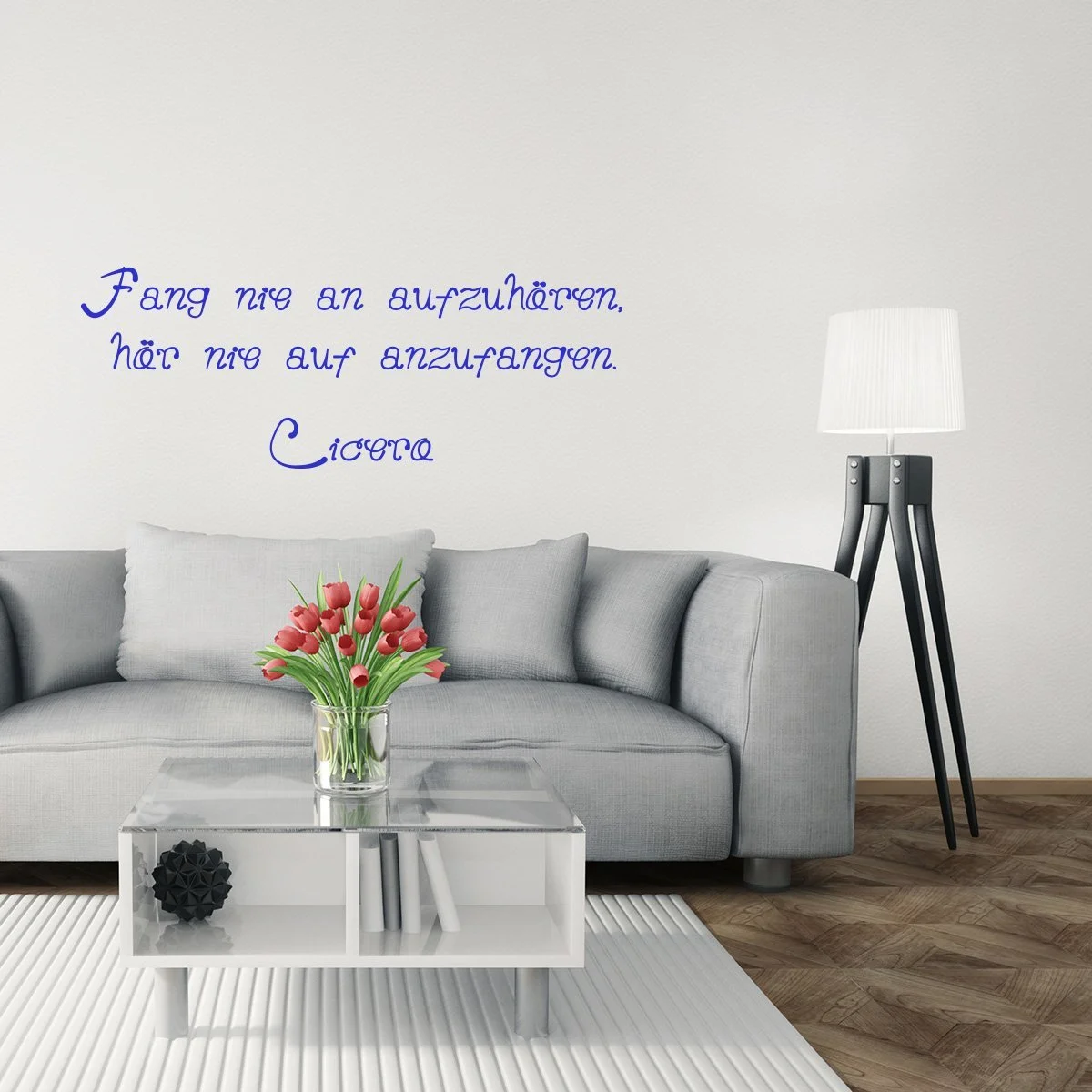 Наклейка на стену Wandkings "Fang nie an aufzuhören, hör nie auf zu beginnen" 50 x 19 см Голубой, фото №2