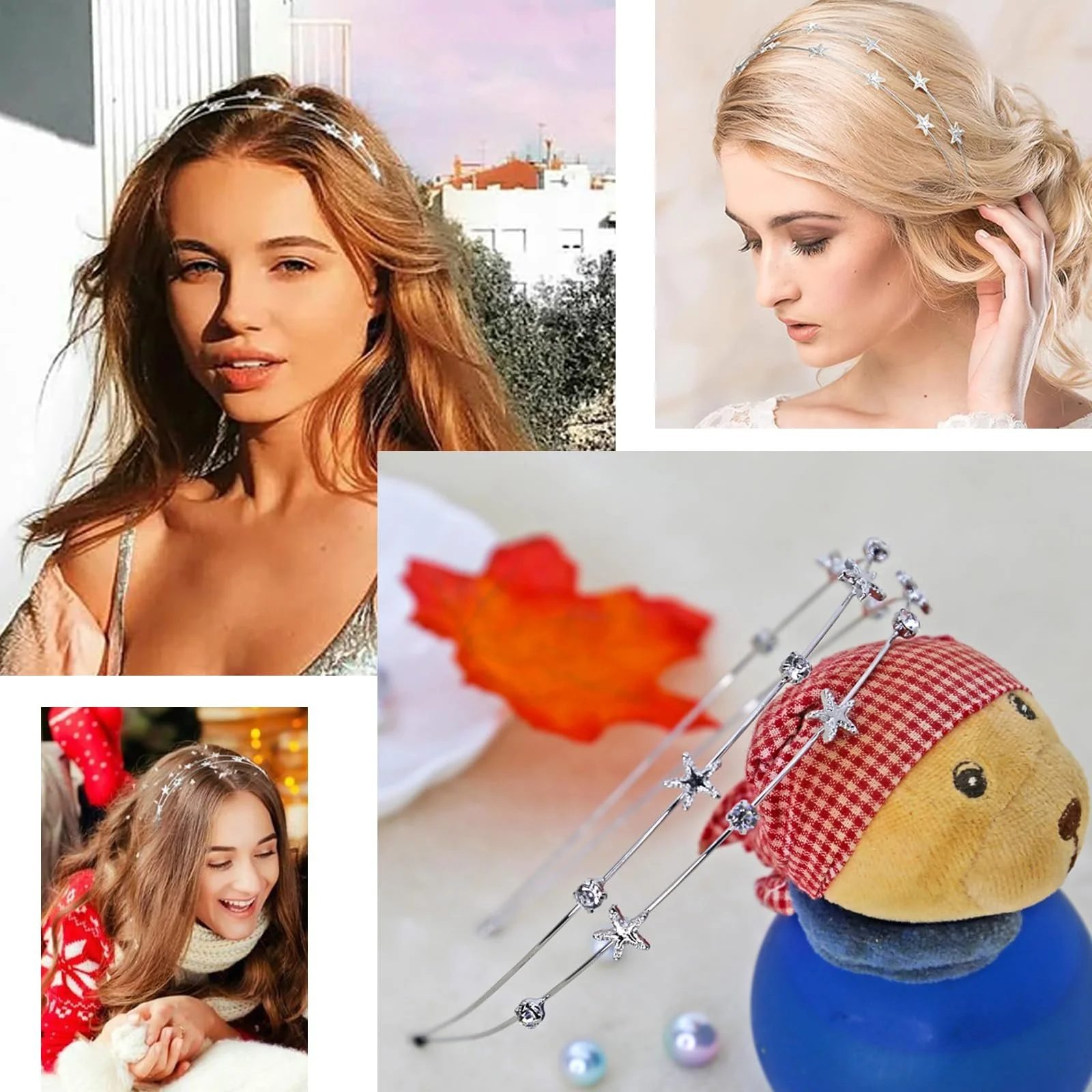 Обруч Зірки Металевий Блискучий Срібний, фото №7