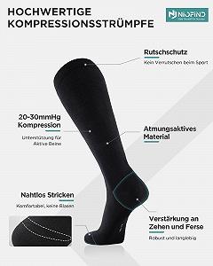 Компрессионные гольфы для мужчин и женщин, 2 пары хлопковых гольфов до колена и поддерживающих гольфов. Гольфы для путешествий, спорта, работы, полетов и беременности. synthetic.ua - Фото 1