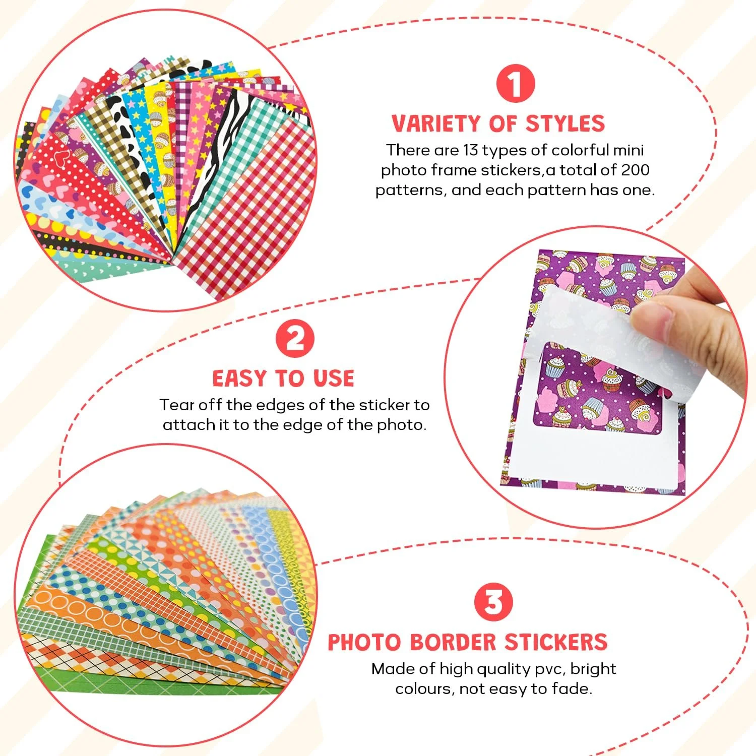 Набор наклеек для пленки Instax Mini 7S/8/26/50S/90 200 штук Цветной, фото №4