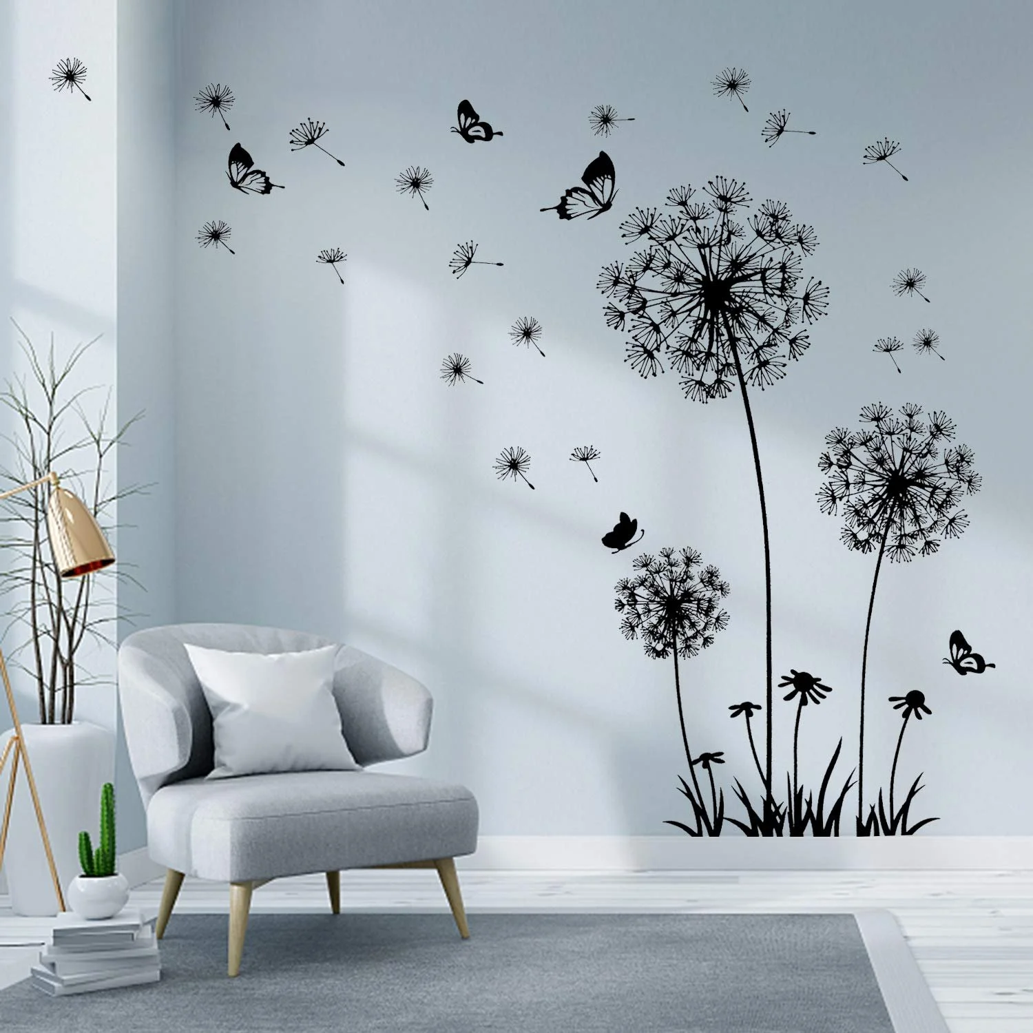 Наклейка на стіну Dandelion Flowers XXL 165 x 130 см 2 шт чорна, фото №5 Наклейка на стіну Dandelion Flowers XXL 165 x 130 см 2 шт чорна, фото №5