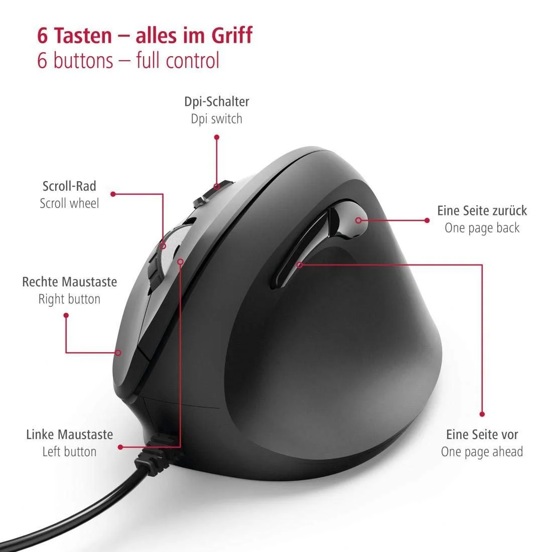 Мышь Hama Ergo EMW-500 1800dpi черный, фото №4