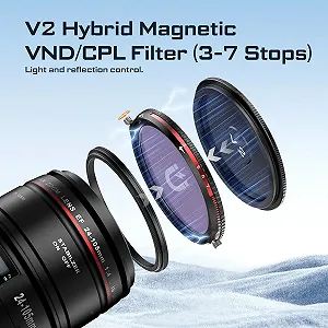 Магнитный гибридный фильтр VND/CPL 3-7 стопов Freewell V2 82мм Черный synthetic.ua - Фото 1