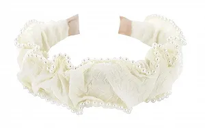Обруч Axy с жемчугом Модный дизайн HRM Кремово-белый - Фото 1