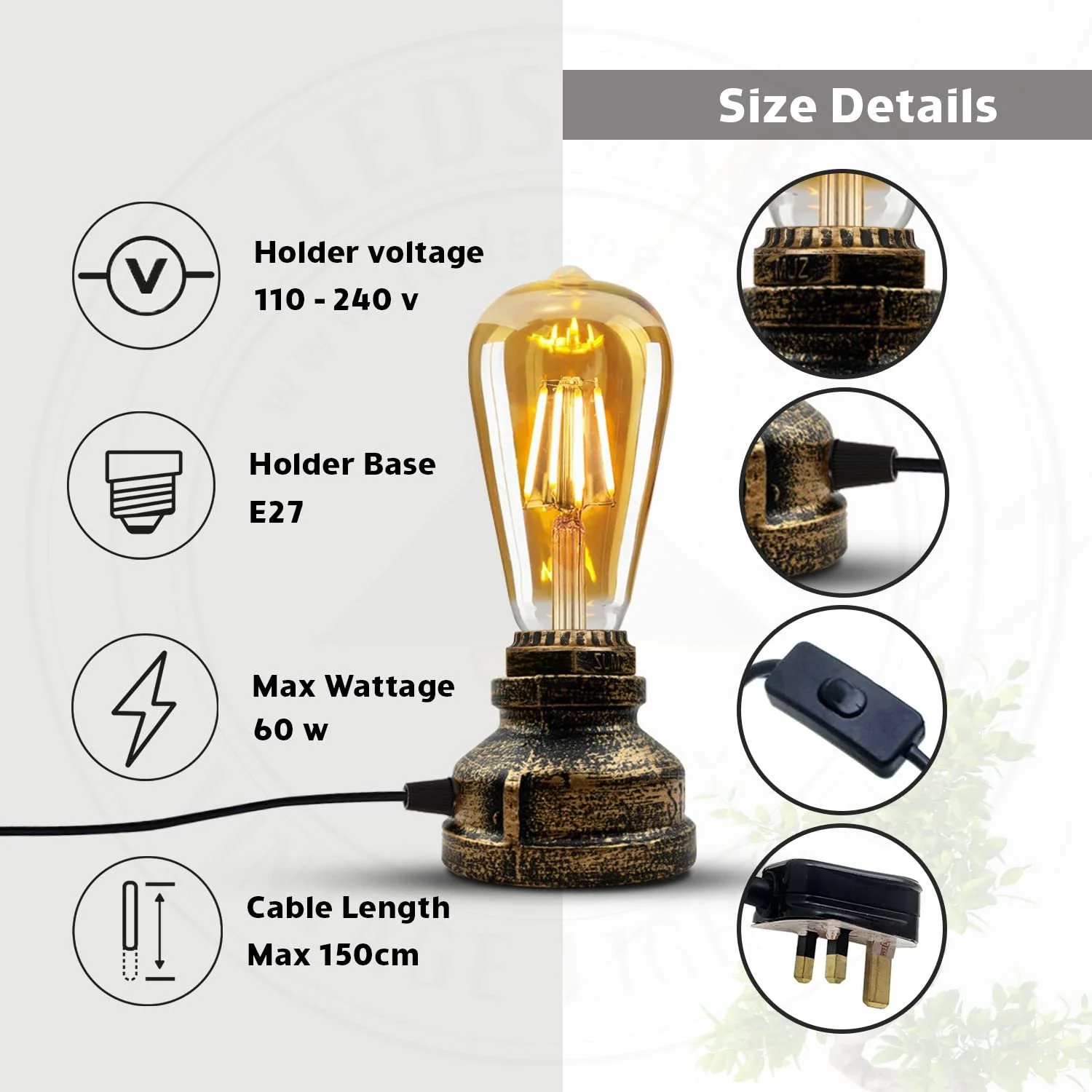 Настільна лампа DC Voltage Water Pipe Steam Punk Метал Латунь, фото №7