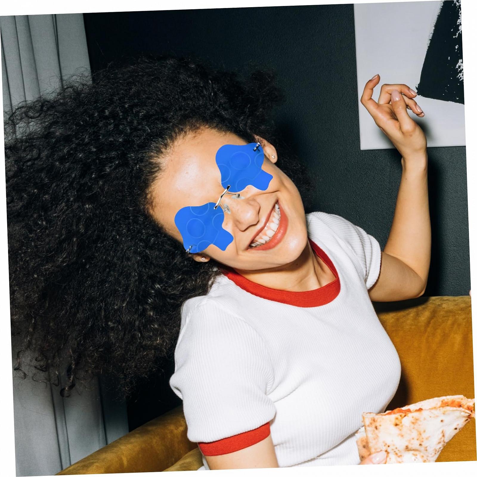 Сонцезахисні окуляри PACKOVE, Набір з 3 шт, Без оправи, Метал, синій, фото №5