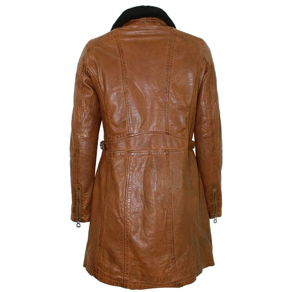 Шкіряне пальто Gipsy Lamb Nappa Cognac, фото №4