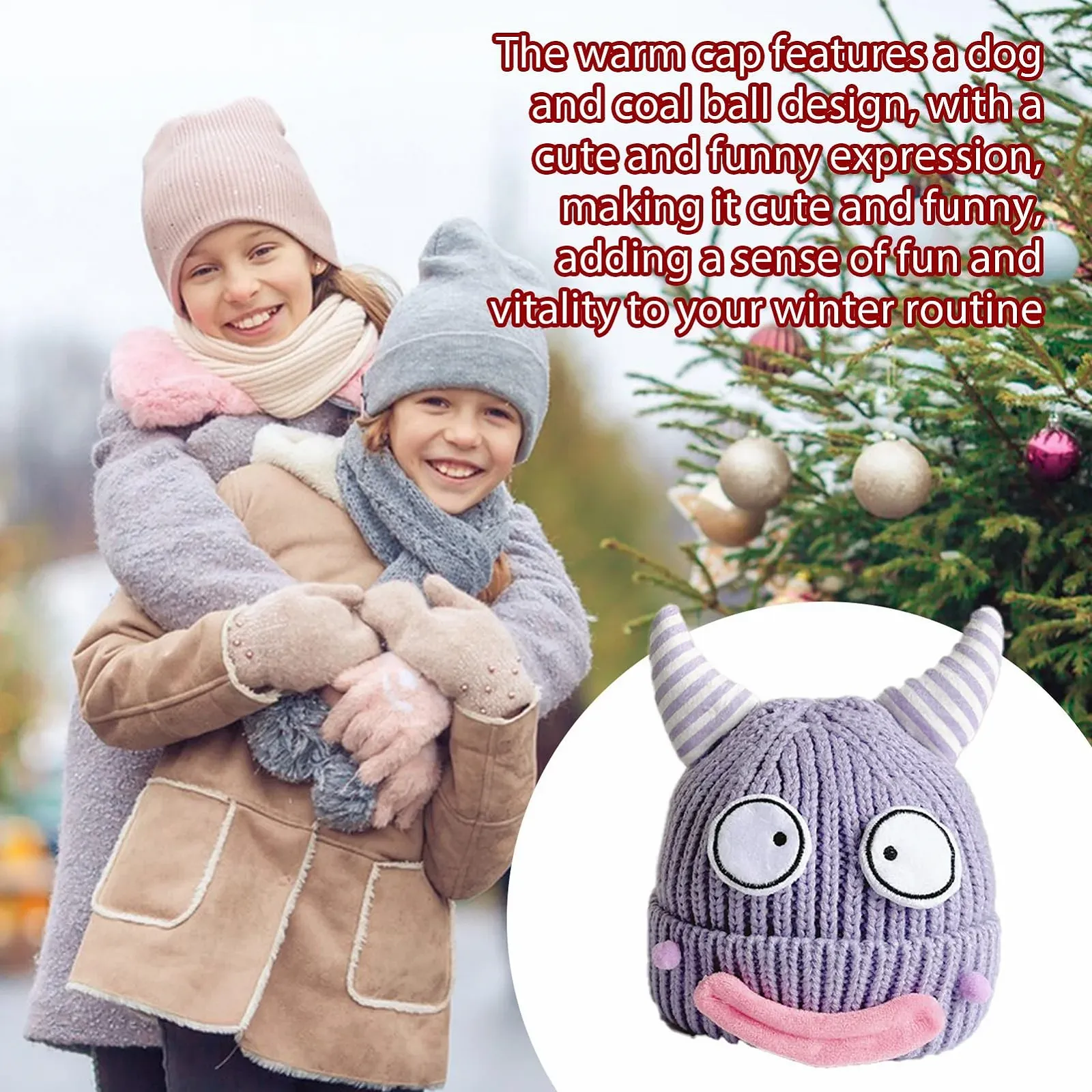 Вязаная шапка Holdes Neuheit с коровьими рогами, фото №2