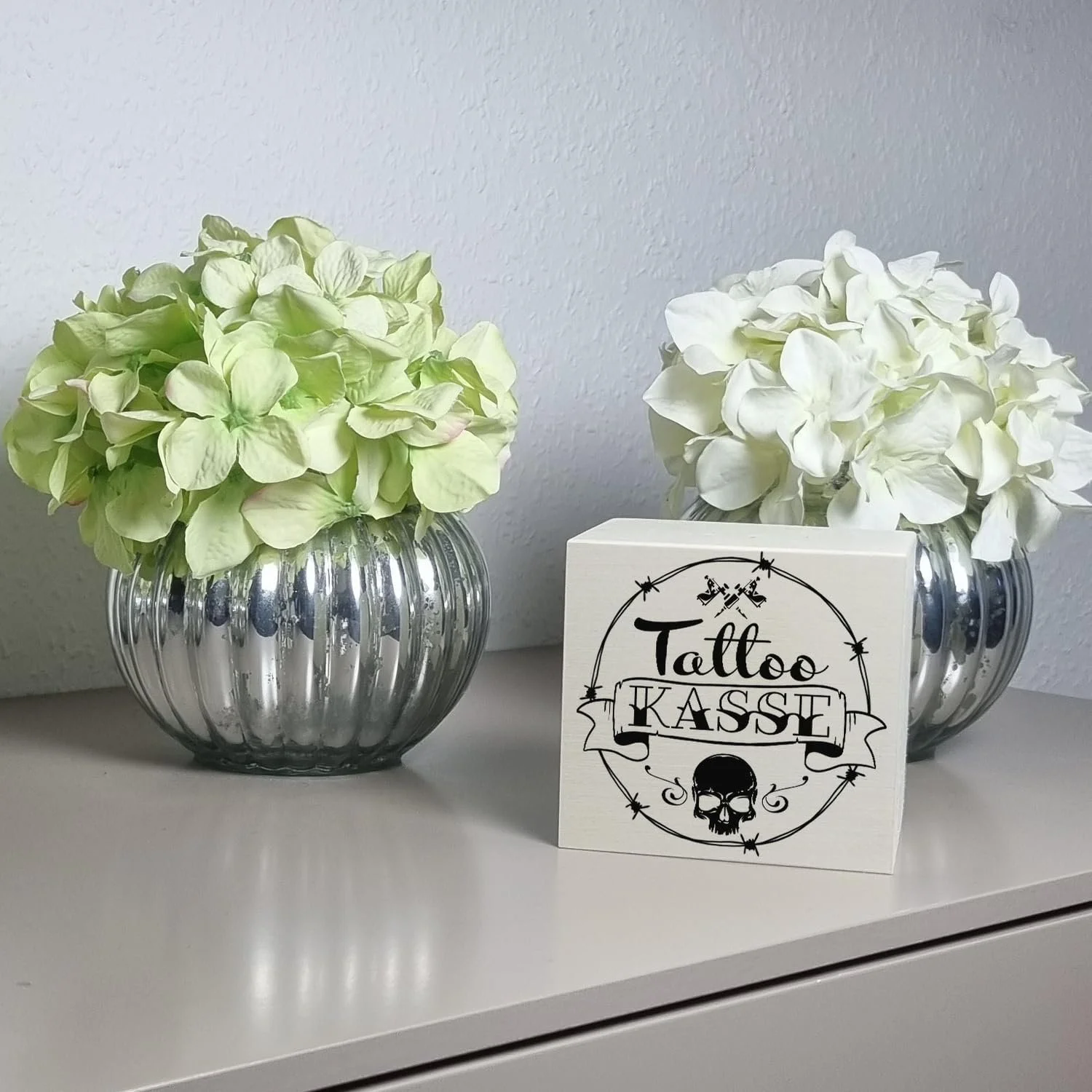 Скарбничка дерев'яна з тату-мотивами White Tattoo Cash, фото №2