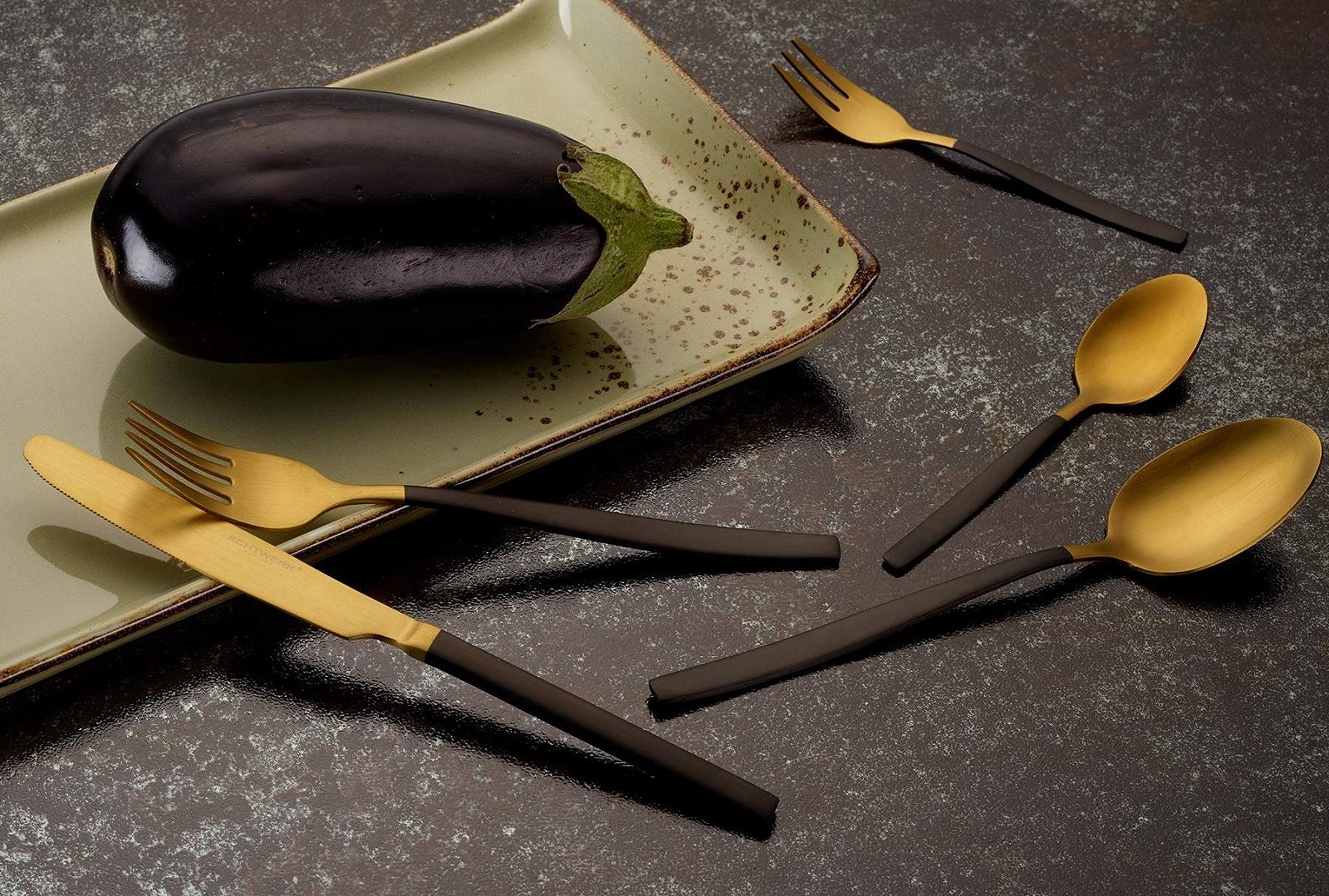 Набор столовых приборов на 6 персон ECHTWERK Positano Due Gold/Black Edition 30 предметов Нож из легированной стали в подарочной коробке, сталь 18/10, фото №5 Набор столовых приборов на 6 персон ECHTWERK Positano Due Gold/Black Edition 30 предметов Нож из легированной стали в подарочной коробке, сталь 18/10, фото №5