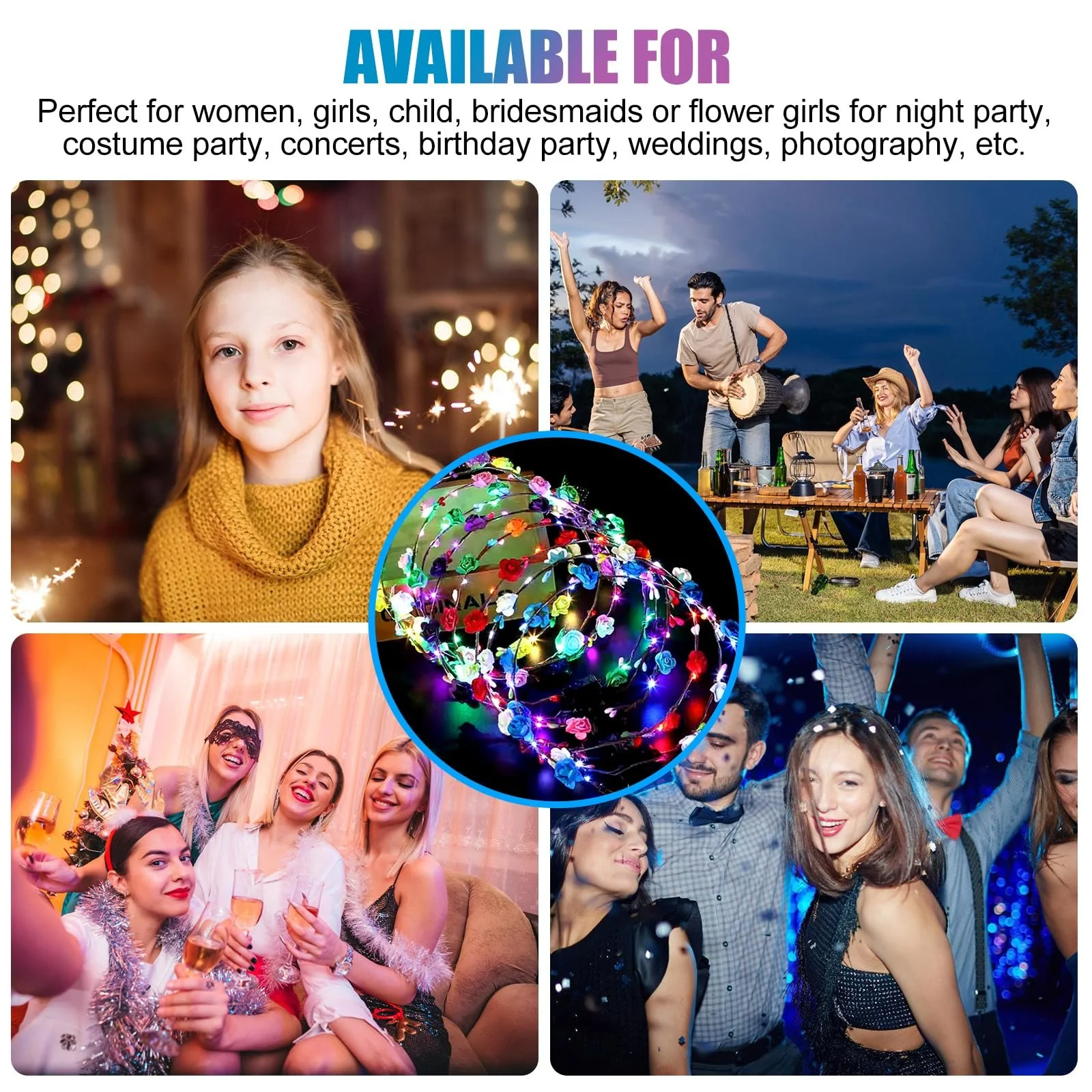 Вінок для волосся Vegena LED Квітковий Різнокольоровий, фото №7 Вінок для волосся Vegena LED Квітковий Різнокольоровий, фото №7