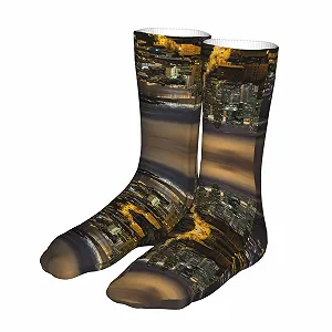 Носки Ladybug Funny для женщин и мужчин Мягкие Удобные Носки Теплые Зимние Носки Средней Длины, Красивый ночной вид на город synthetic.ua - Фото 1