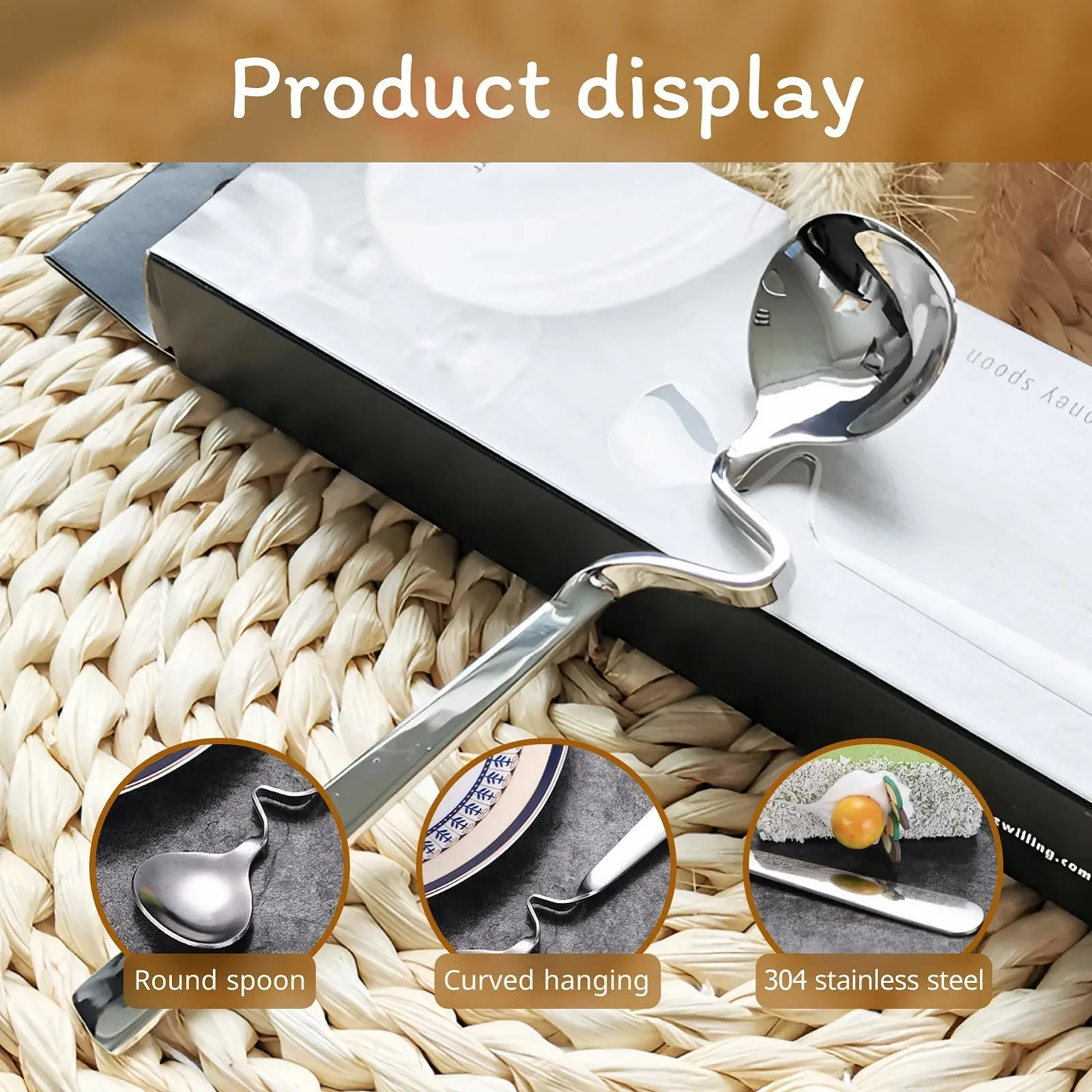 Ложка для меда Нержавеющая сталь 3 шт Палочка для размешивания джема, йогурта, меда, сиропа, фото №5