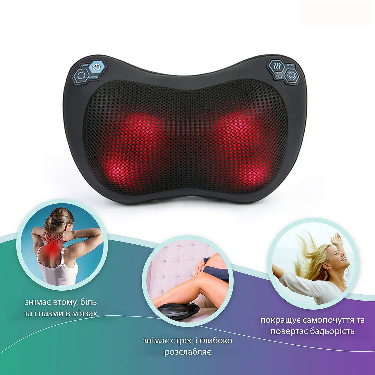 Массажная роликовая подушка, инфракрасный массажер для спины и шеи Zabobon (ZM-P002), фото №4