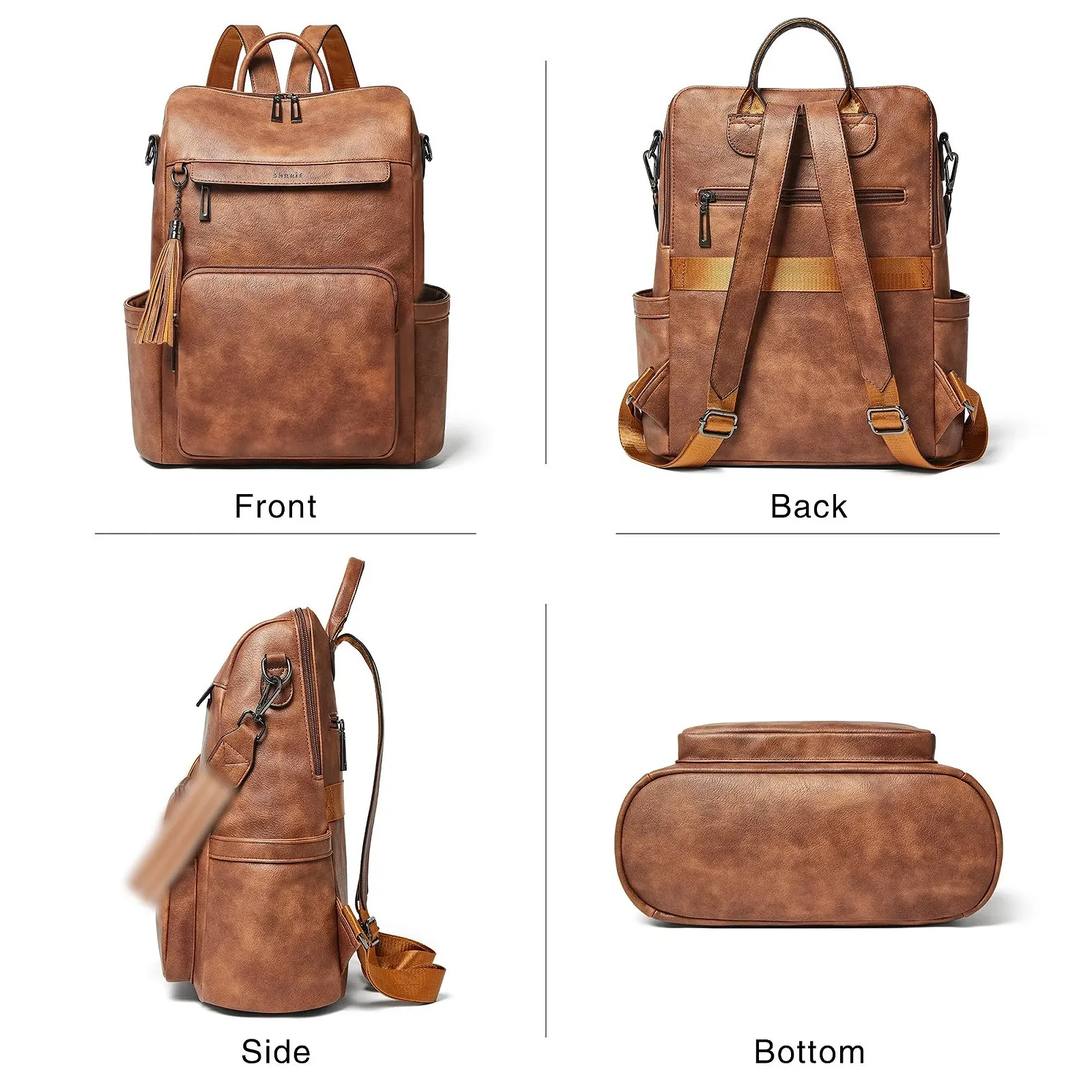 Рюкзак Shrrie Elegant для ноутбука 15.6 дюйма кожаный водонепроницаемый с кошельком Black, фото №5