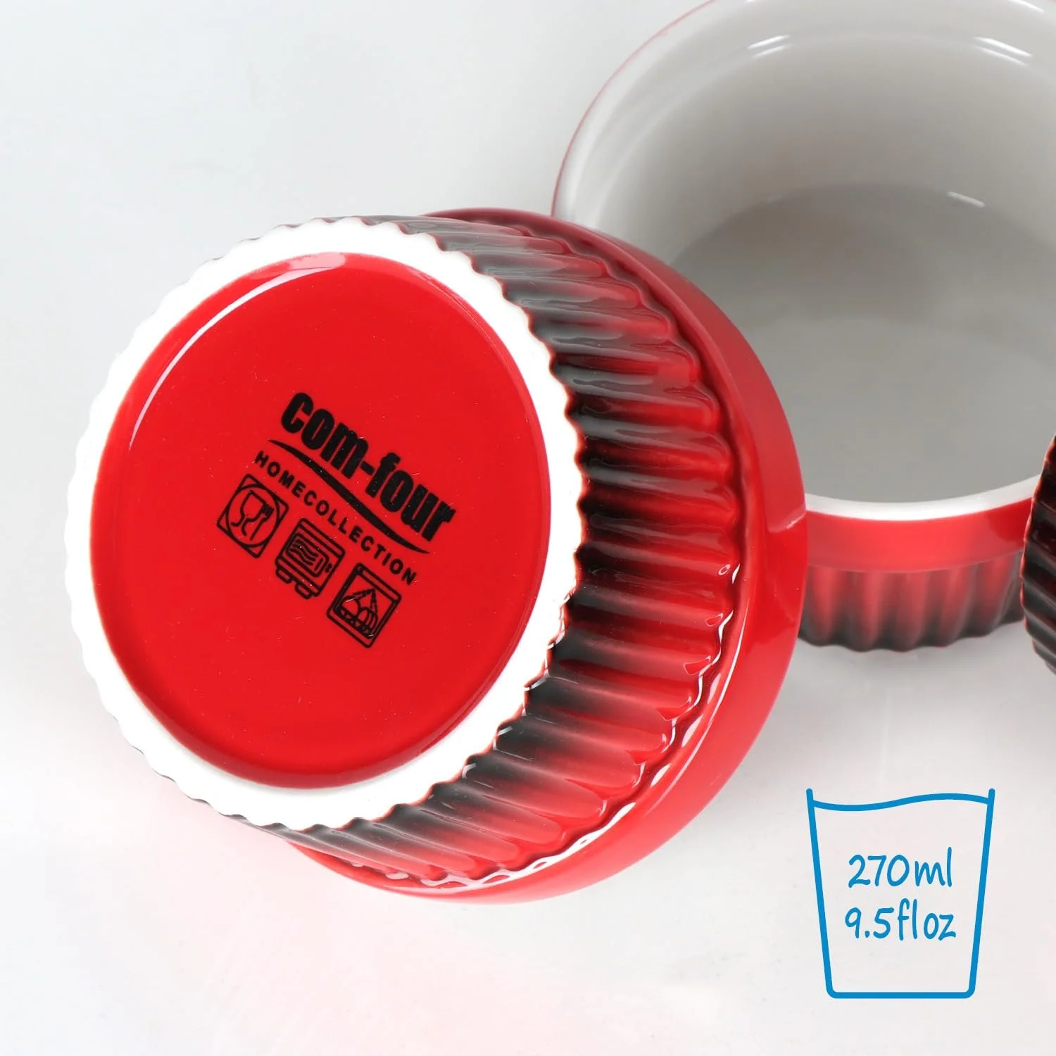 Набор форм для рагу com-four® жаропрочные для крем-брюле Красный и оранжевый, фото №7