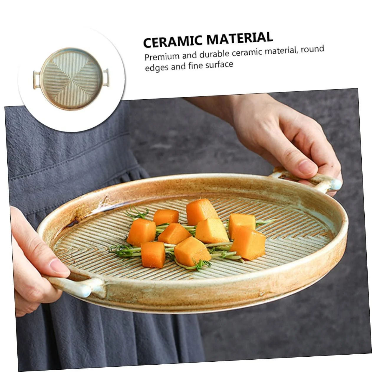 Форма для запікання керамічна VALICLUD Кругла з подвійними ручками Термостійка Ретро дизайн, фото №8 Форма для запікання керамічна VALICLUD Кругла з подвійними ручками Термостійка Ретро дизайн, фото №8