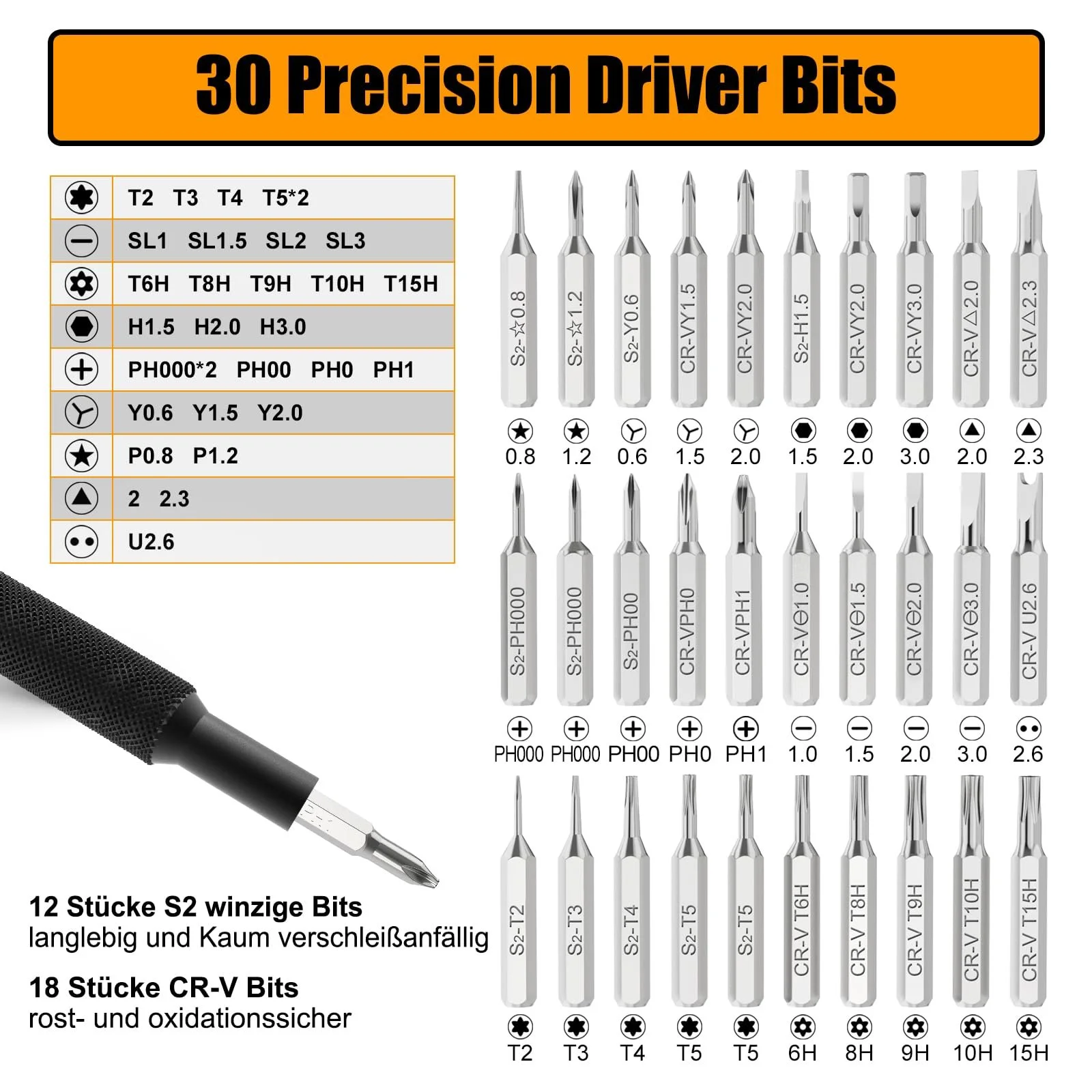 Набір викруток VCELINLK Precision Mechanic 38 в 1 магнітний з 30 бітами, фото №2