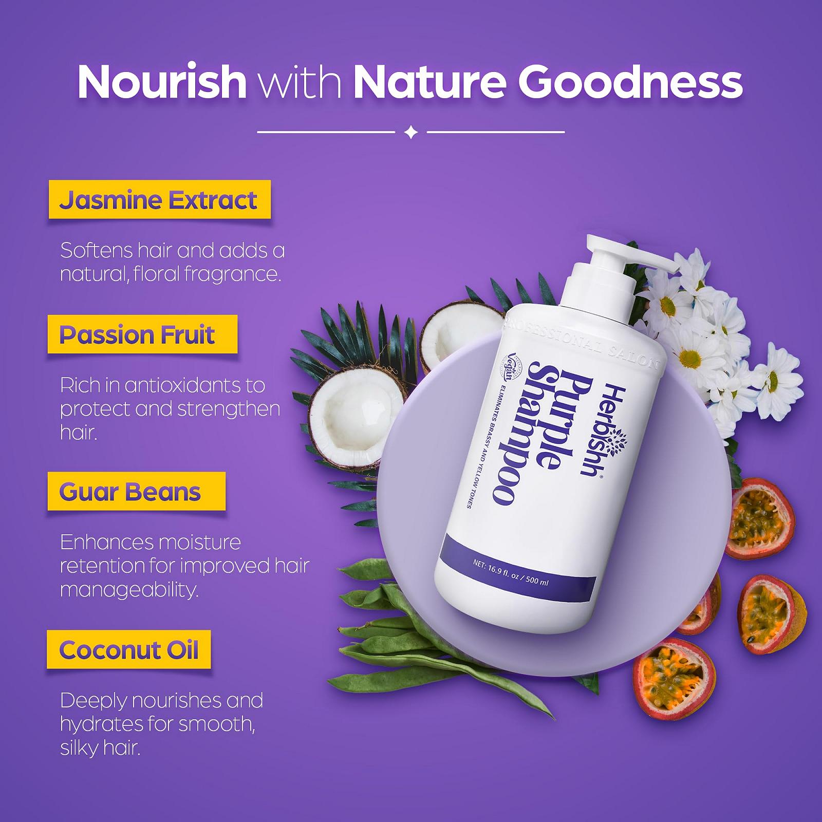 Шампунь Herbishh Colour Brightening для окрашенных волос блонд, серый 500 мл, фото №4 Шампунь Herbishh Colour Brightening для окрашенных волос блонд, серый 500 мл, фото №4