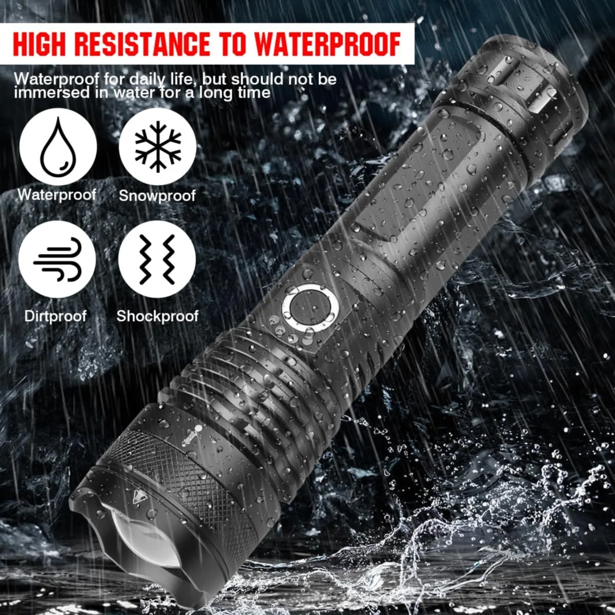 LED Ліхтар NAKCNM 5000 люмен, Акумуляторний, Зум, 5 режимів, Водонепроникний, фото №4