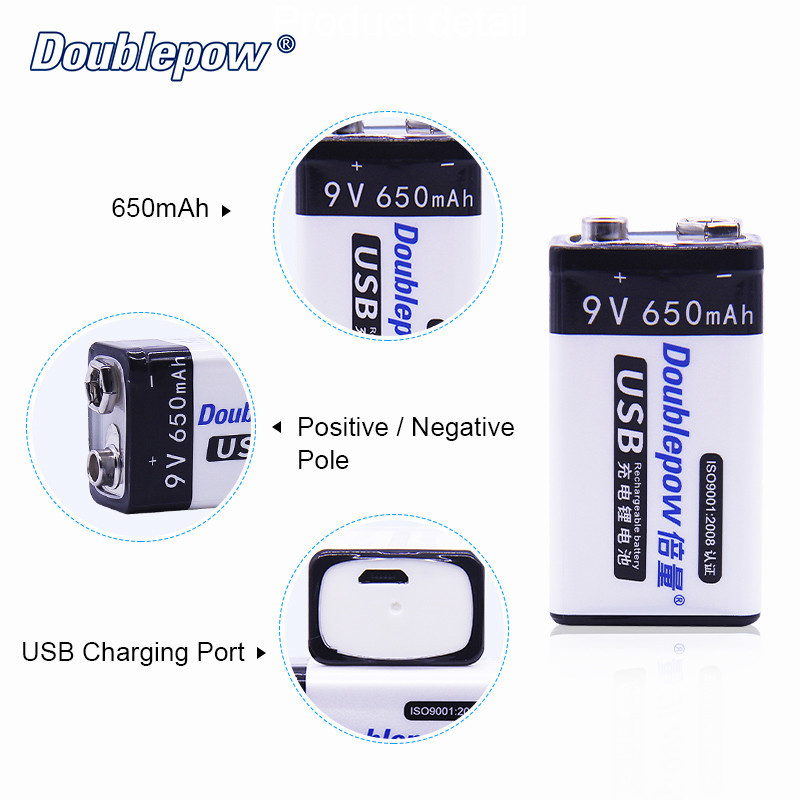 Аккумулятор крона 9v 650 mAh с USB ЮСБ в металлоискатель gp pointer md4030 для поинтера, фото №3