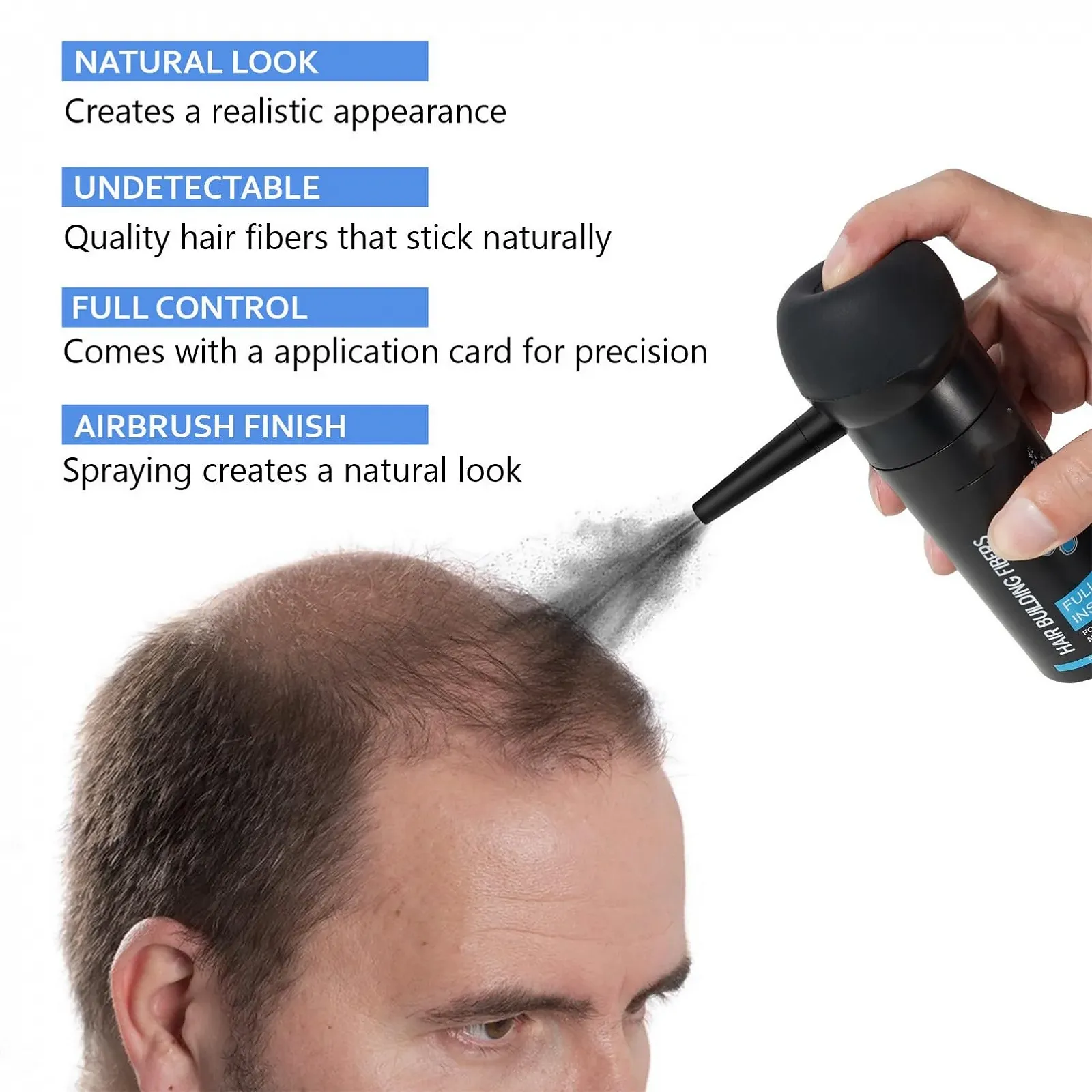 Пудра для волосся для чоловіків, Волокна для загущення волосся Темно-коричневий, фото №3 Пудра для волосся для чоловіків, Волокна для загущення волосся Темно-коричневий, фото №3