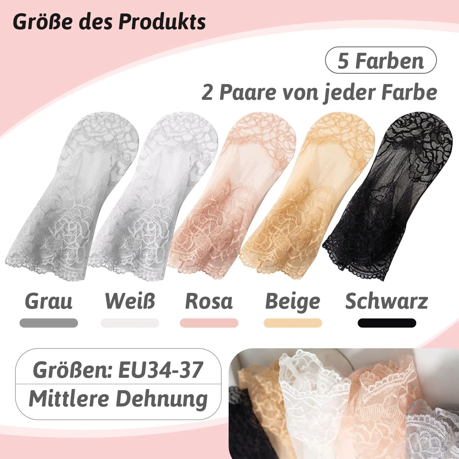 Носки ZOCONE Кружевные Разноцветные 10 пар, фото №2