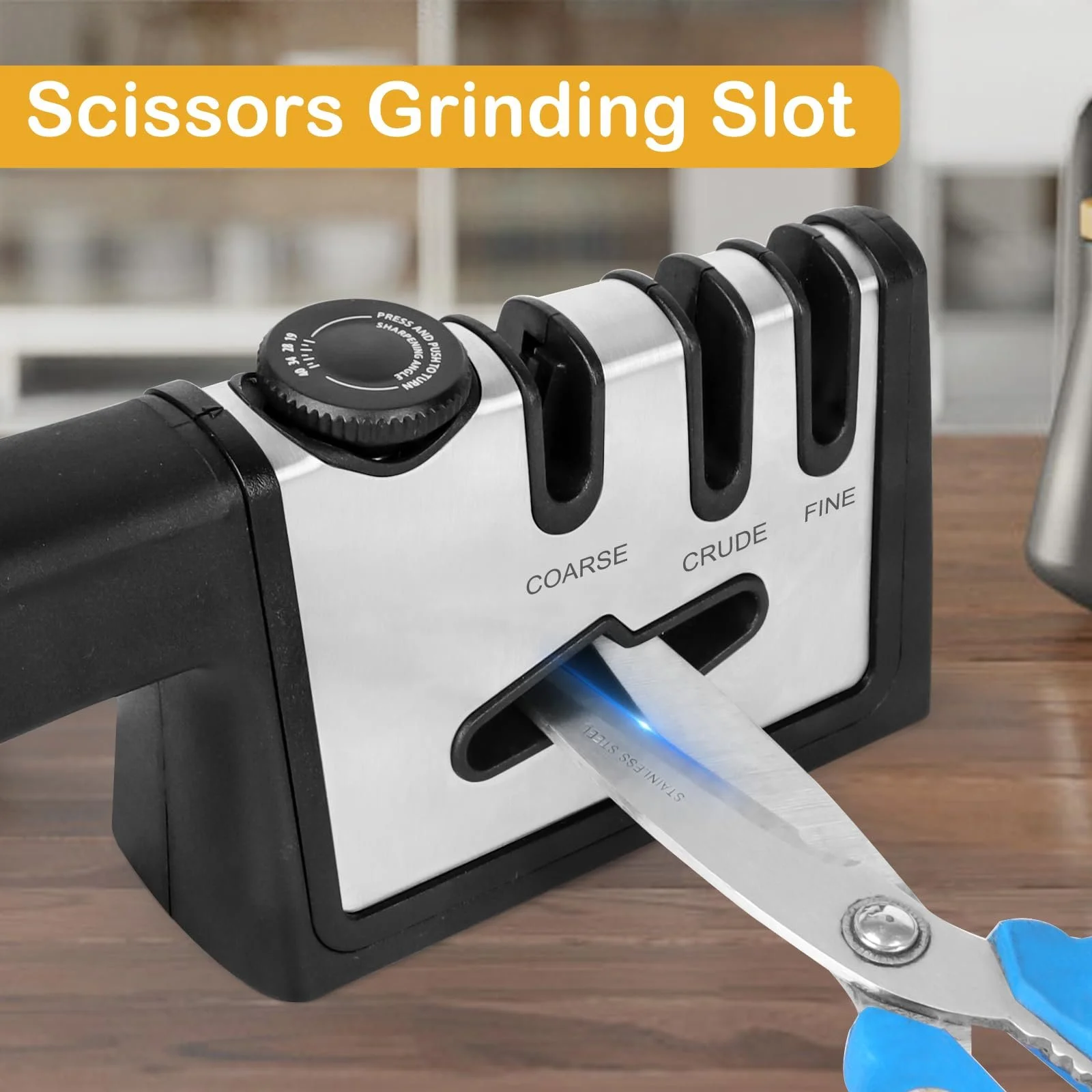 Професійне точилка для ножів та ножиць 4 в 1 з регульованим кутом, фото №4