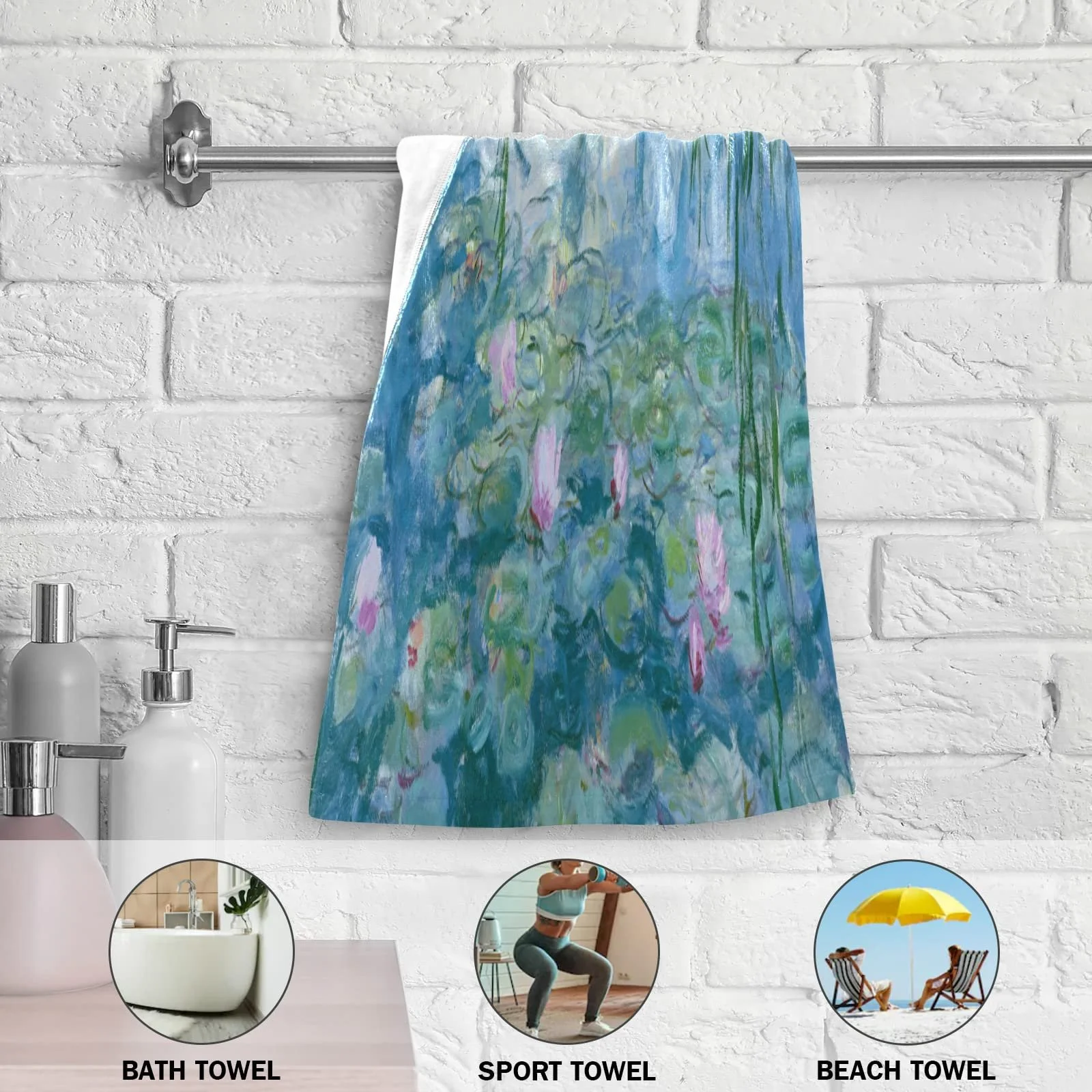 Набор полотенец Monet Water Lily Willow Floral Pattern 14,2 x 28 дюймов 2 шт., фото №3