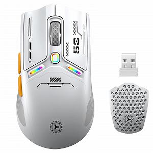 Мышь Беспроводная Игровая Uiosmuph V08 2.4G/Bluetooth/USB C с кабелем, Перезаряжаемая, 6 Программируемых Кнопок, 12000 DPI, Магнитная Крышка Honeycomb - Фото 1