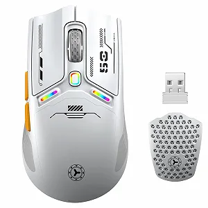 Миша Бездротова Ігрова Uiosmuph V08 2.4G/Bluetooth/USB C з кабелем, Перезаряджувана, 6 Програмованих Кнопок, 12000 DPI, Магнітна Кришка Honeycomb - Фото 1