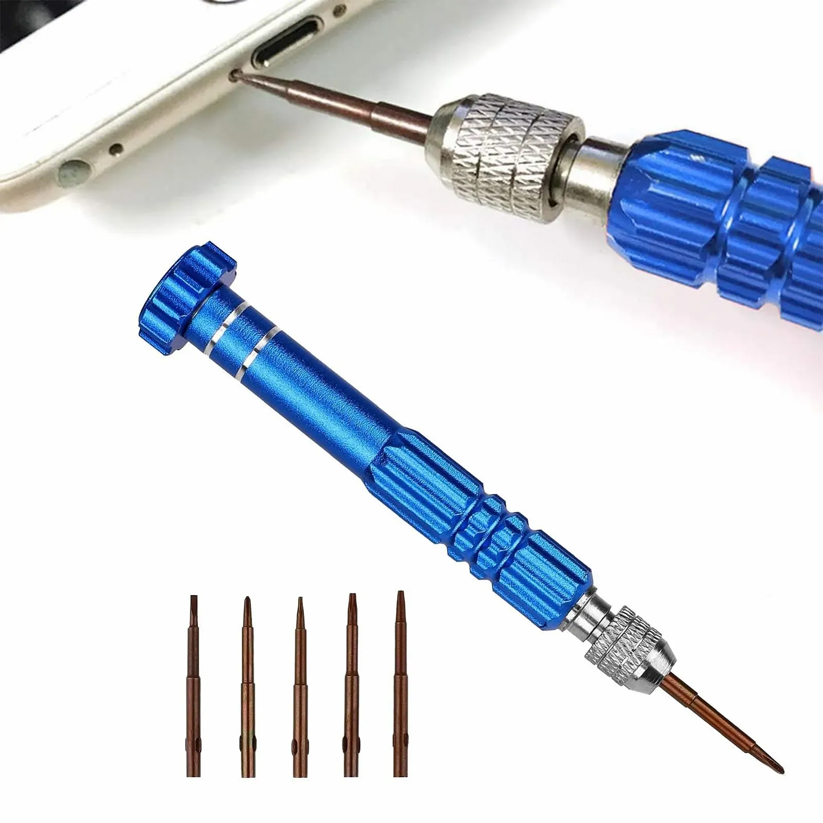 Набір викруток Mini 5-в-1 багатофункціональний з плоским шліцом з нержавіючої сталі для ремонту комп'ютерів, фото №1