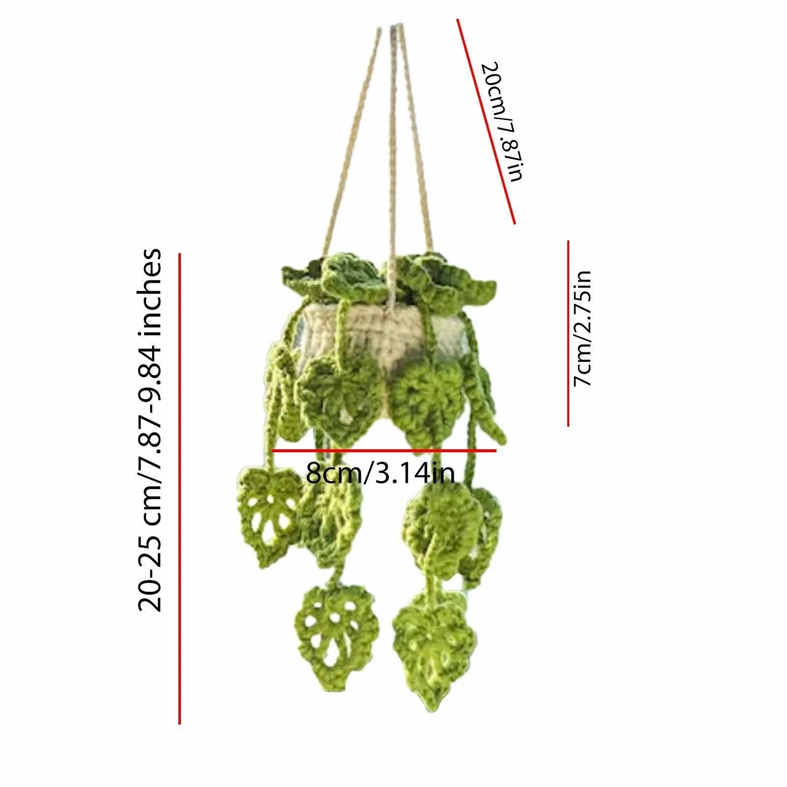 Подвесное украшение в автомобиль Crochet Plant вязаное в горшке, фото №7