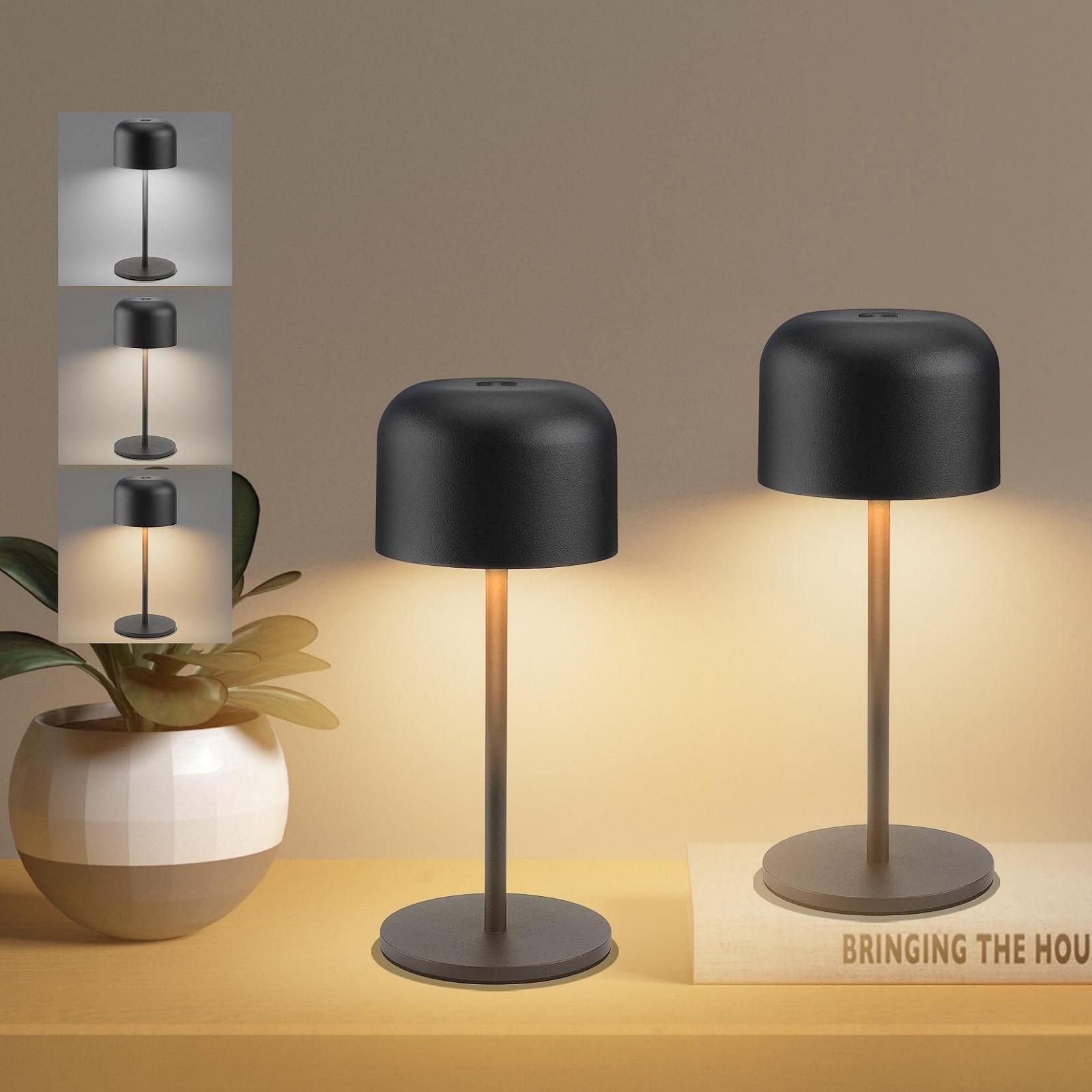 Настільна лампа LED Klighten 2 шт. Бездротова Акумуляторна IP54 Чорний, фото №1