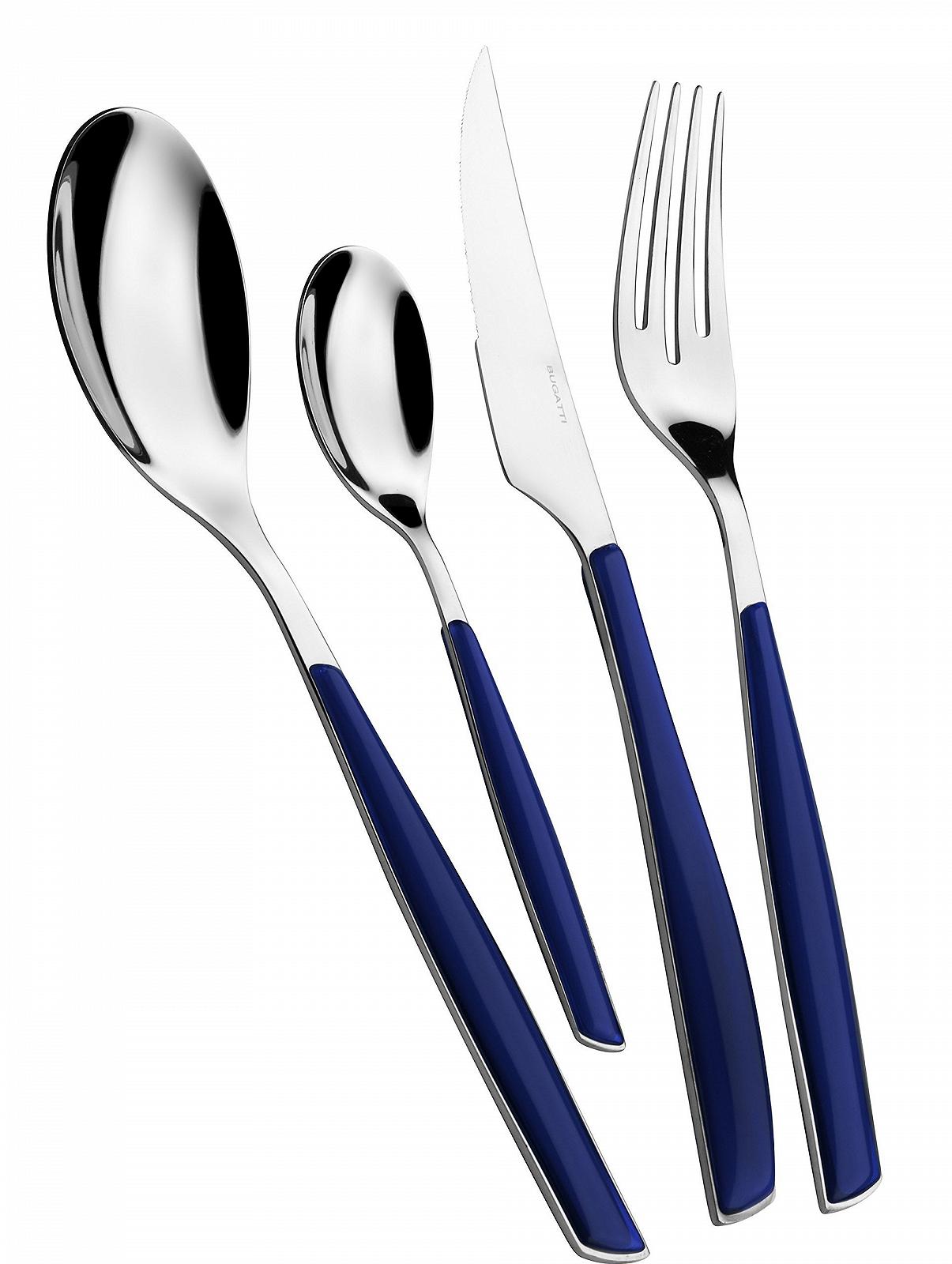 Набор столовых приборов Bugatti Glamour GLBU-021G50, 24 шт, Blu Notte, фото №1