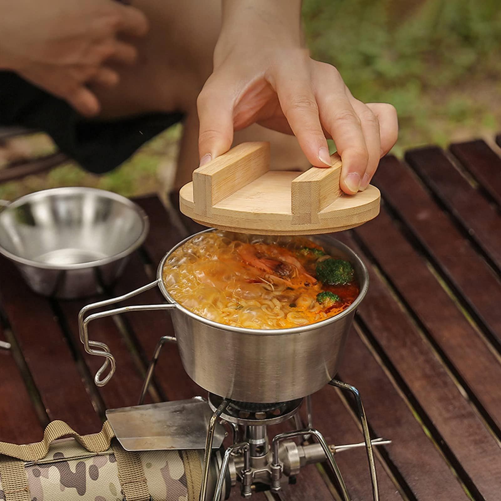 Крышка для миски бамбуковая ohfruit для кемпинга Sierra с ручкой, фото №3