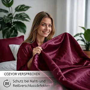 Двостороння постільна білизна Cozyor Satin & Microfibre 155 x 200 см 3 предмети 1 підковдра + 2 наволочки 40 x 80 см Бордова ягідна synthetic.ua - Фото 1